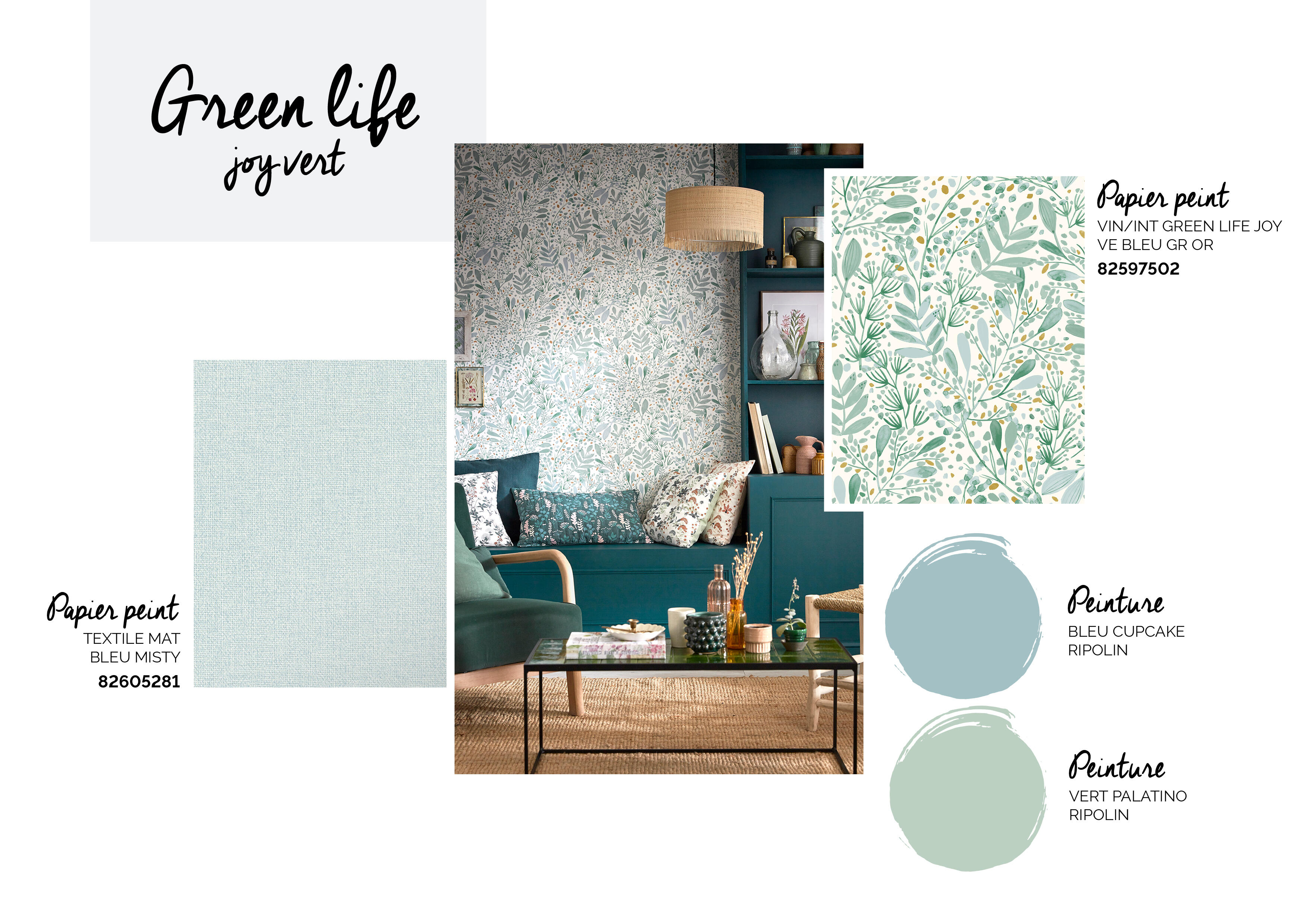 Papier peint intissé Textile mat INSPIRE bleu misty - 4