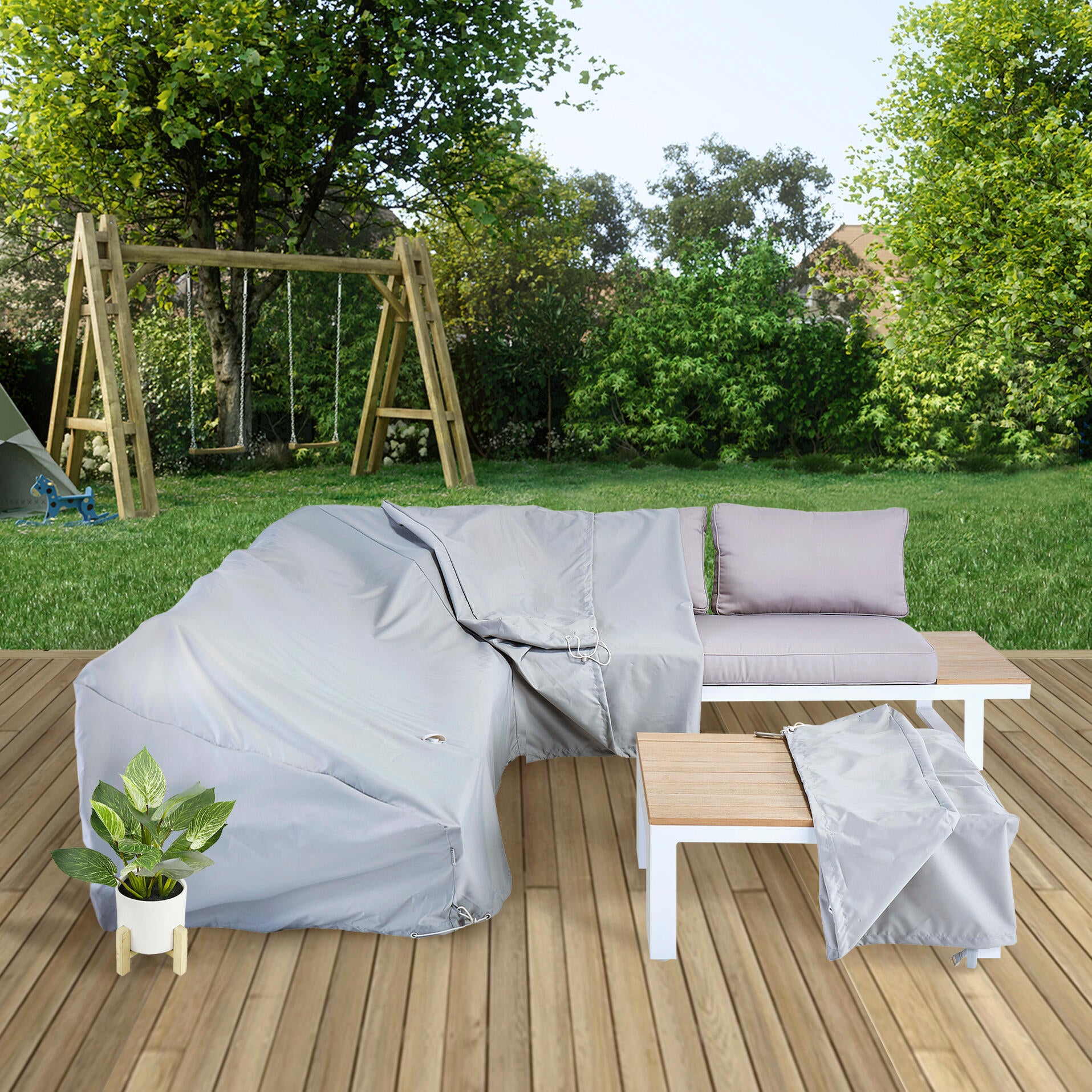  4 fundas para muebles de patio, impermeables, para muebles de  exterior, de plástico transparente, para sofá y mesa al aire libre, juegos  de muebles de patio resistentes, 32 x 30 x