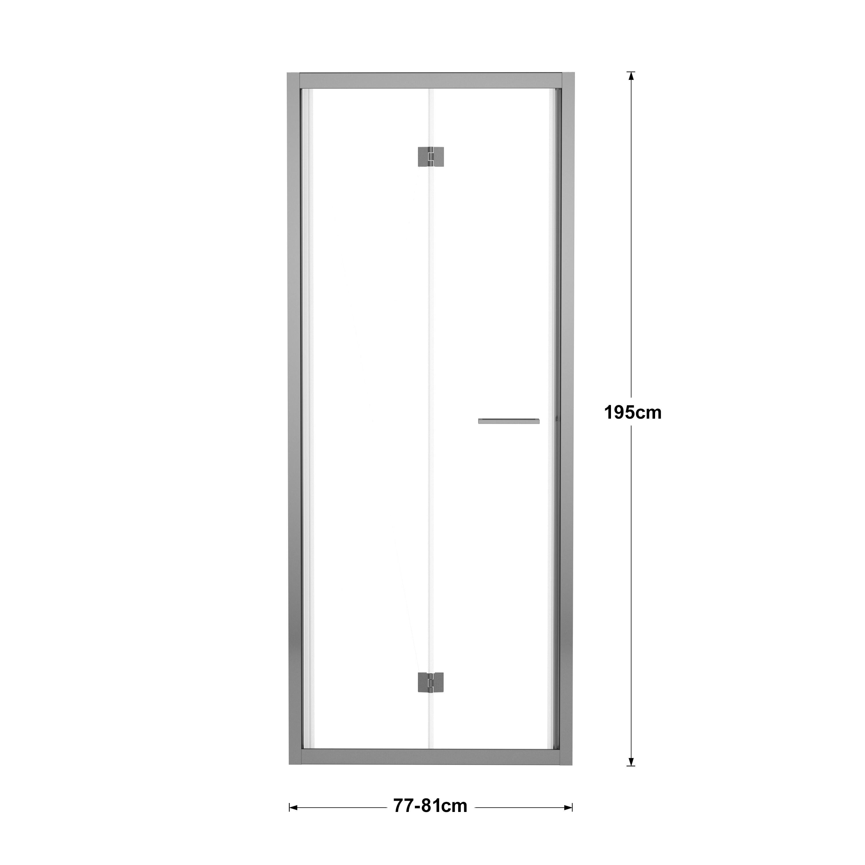 Porta doccia pieghevole L 77-81 cm x H 195 cm per nicchia in vetro trasparente SP. 6 mm, profilo lucido cromo, serie Record - 5