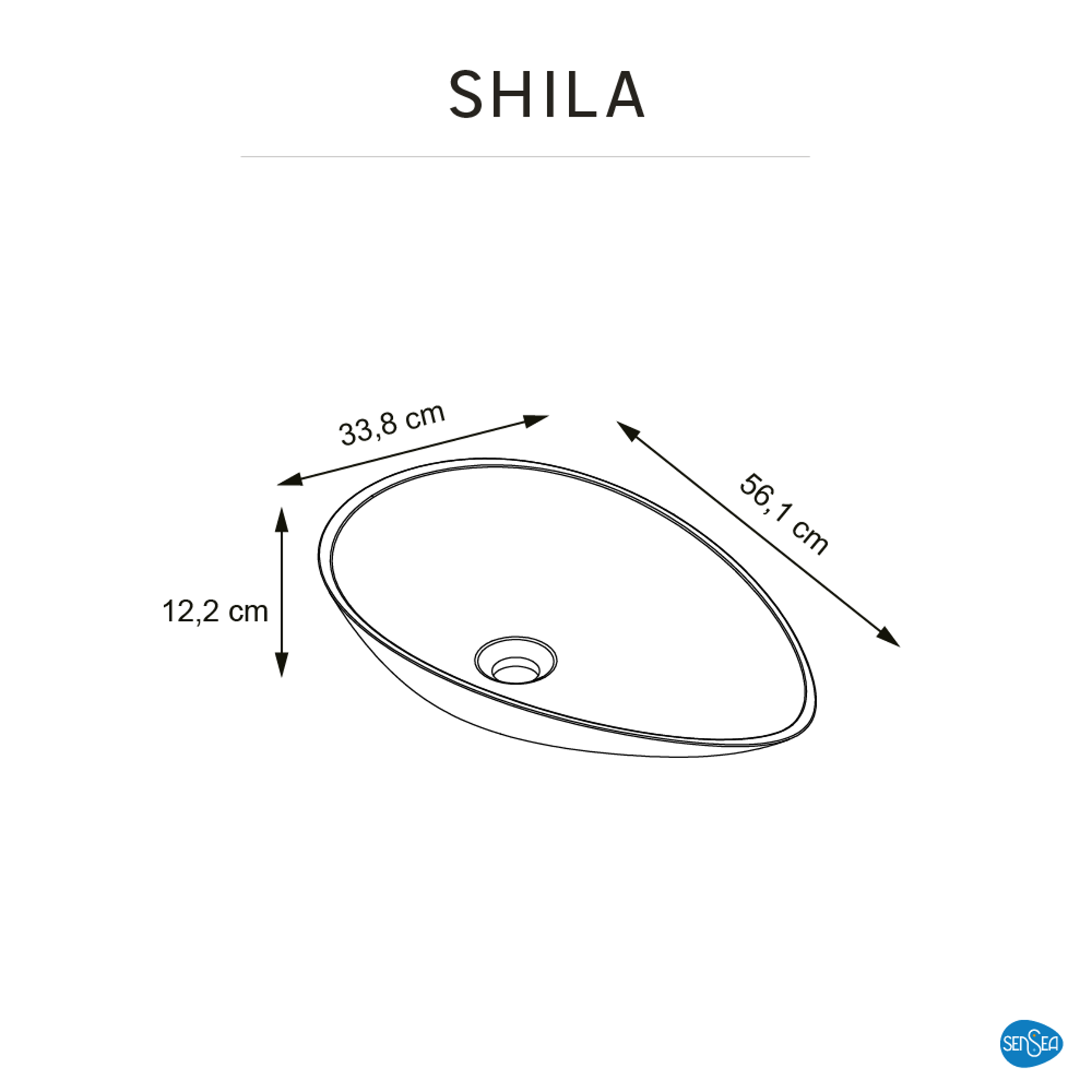 Umywalka konglomeratowa nablatowa Shila Oval 56 Sensea - 9
