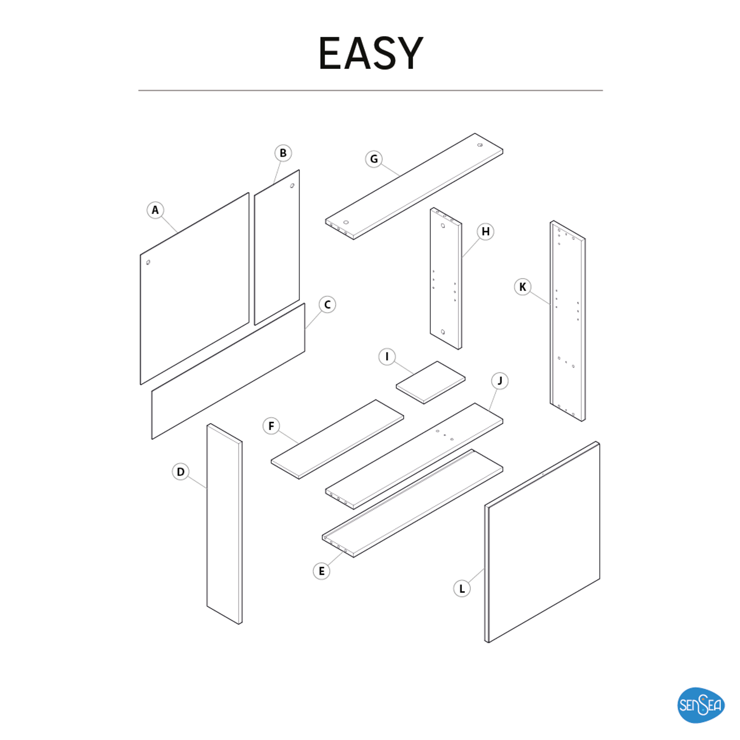 Szafka lustrzana bez oświetlenia Easy 70 x 70 Sensea - 7