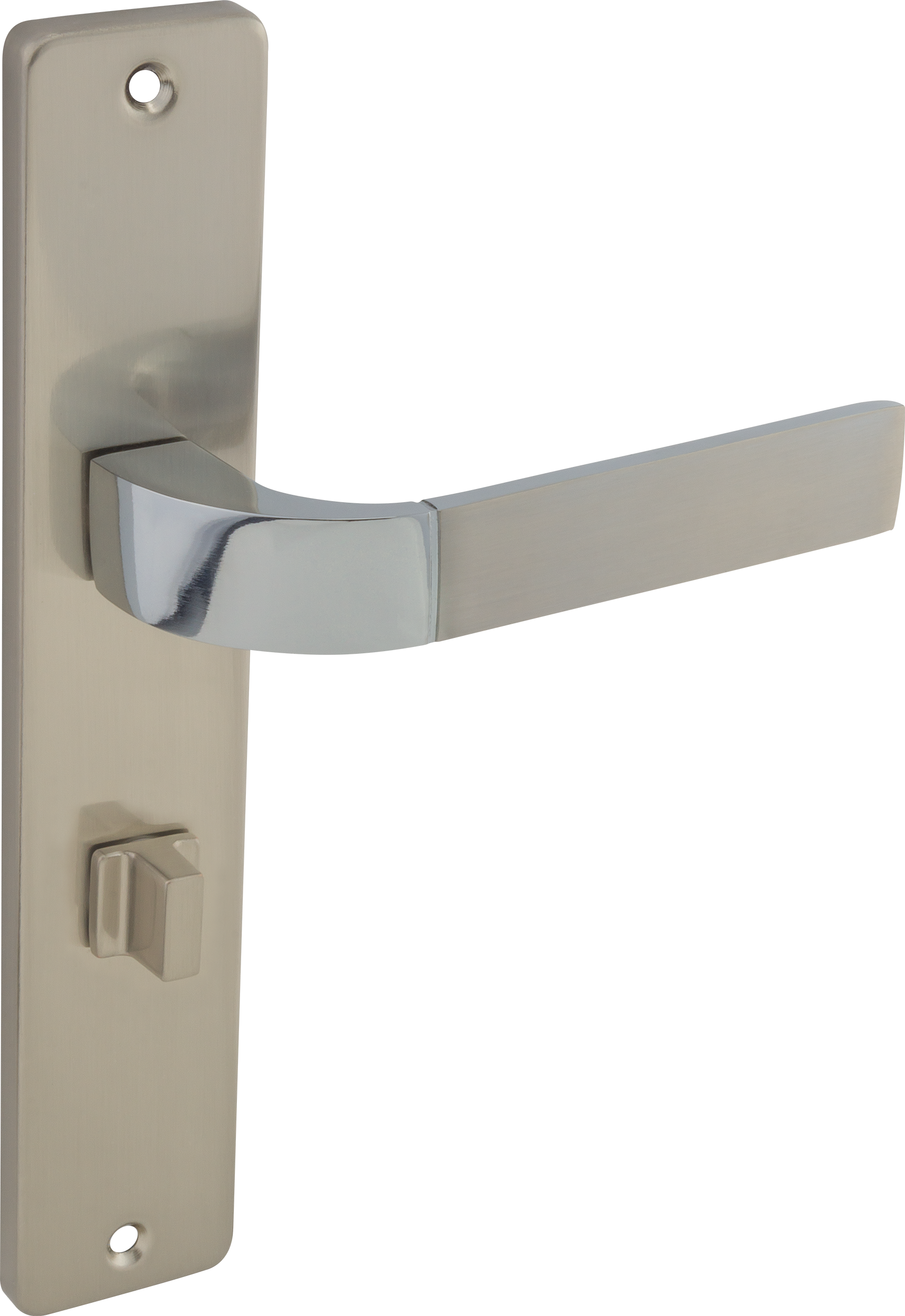 Klamka do drzwi wewnętrznych z długim szyldem do wc Frida Nikiel/chrom