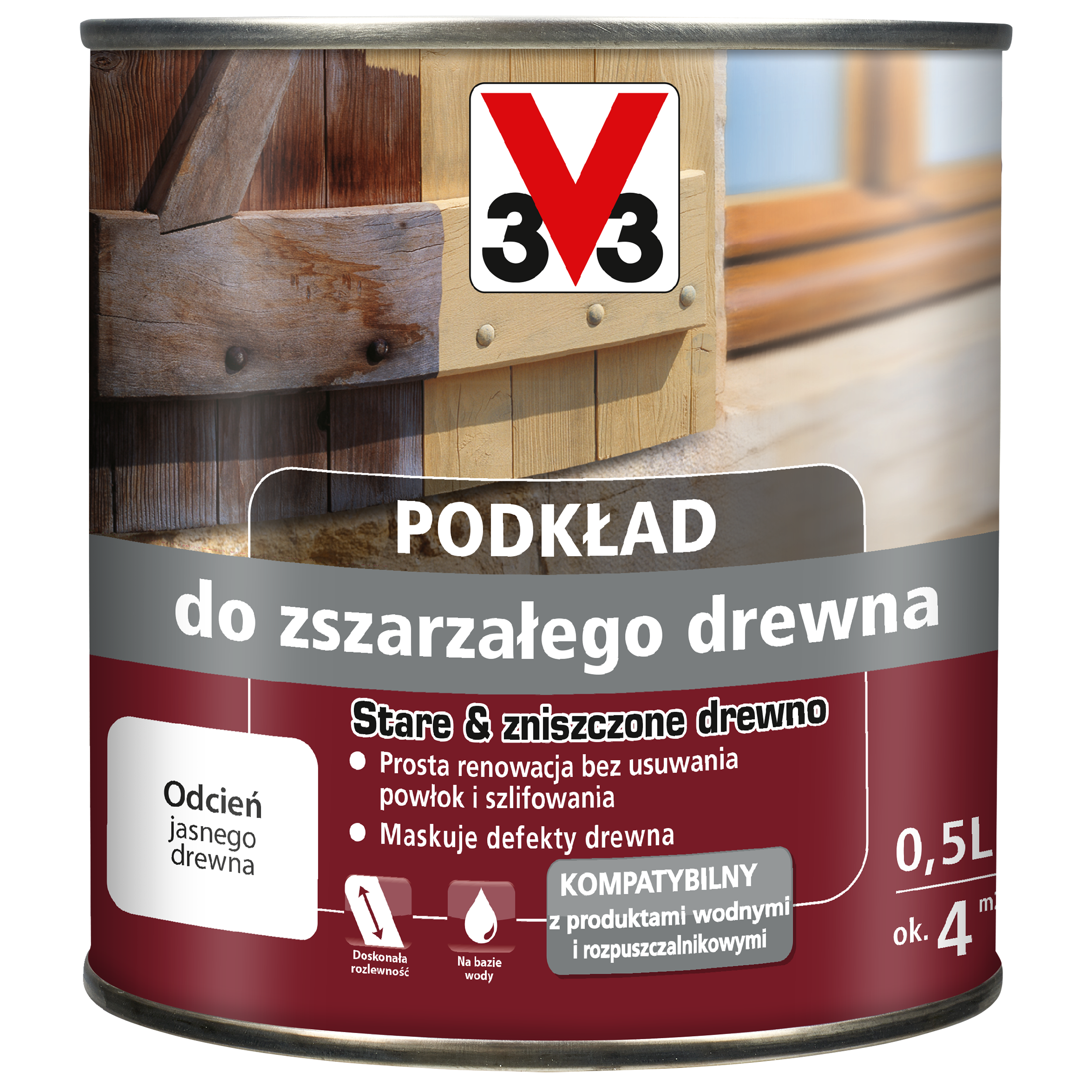 Podkład do zszarzałego drewna 0.5 l jasny V33