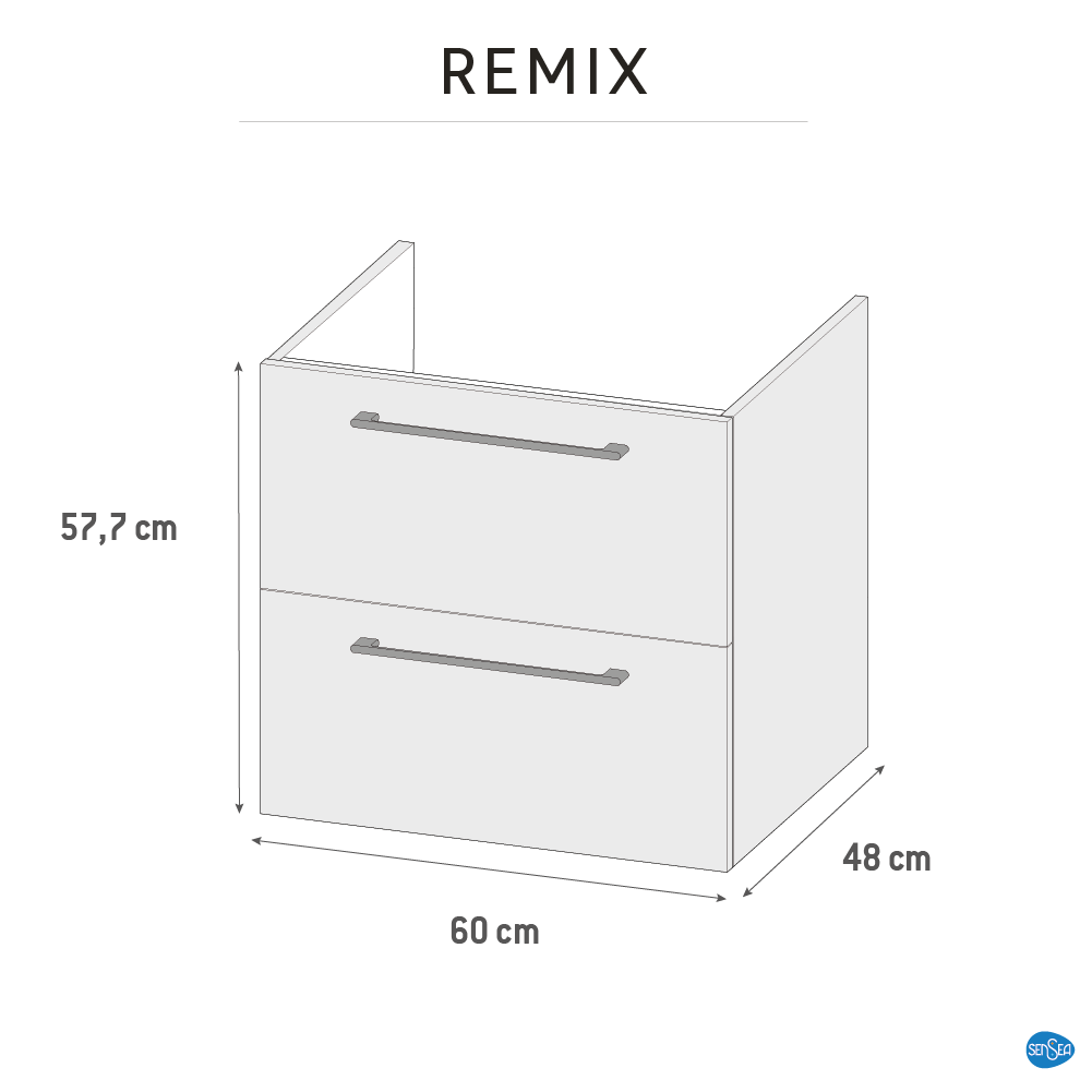 Meuble de salle de bains, Remix l.60 x H.58 x P.46 cm, chêne, Remix - 8