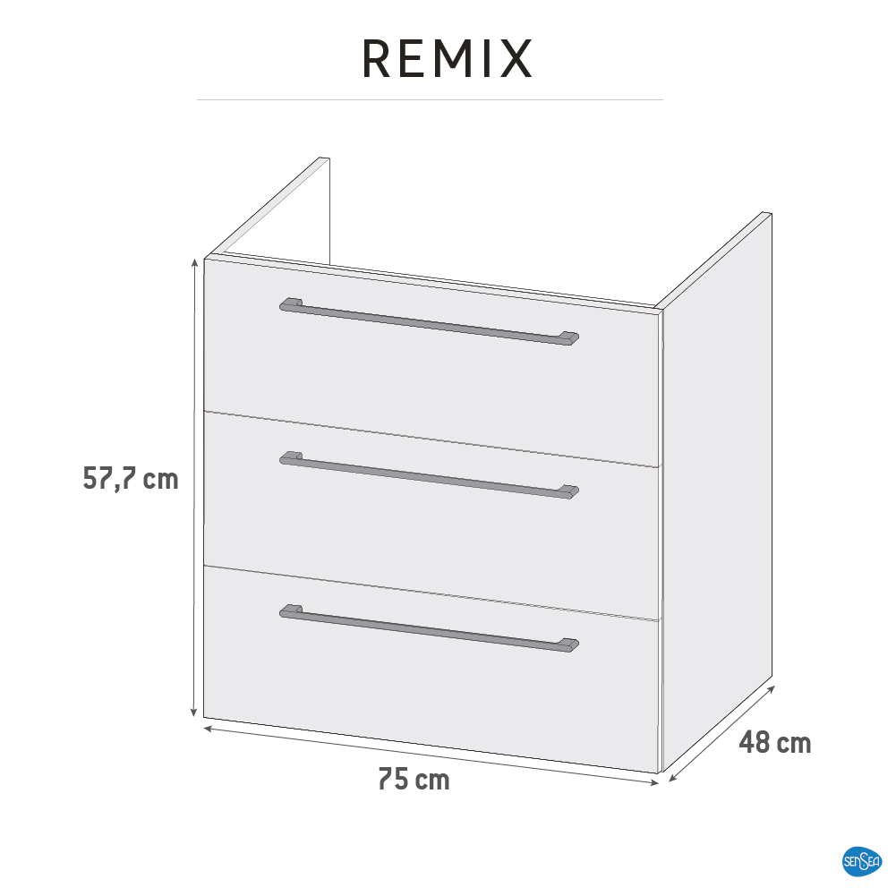 Meuble sous-vasque 3t l.75 x H.73 x P.46 cm effet chêne naturel Remix - 7