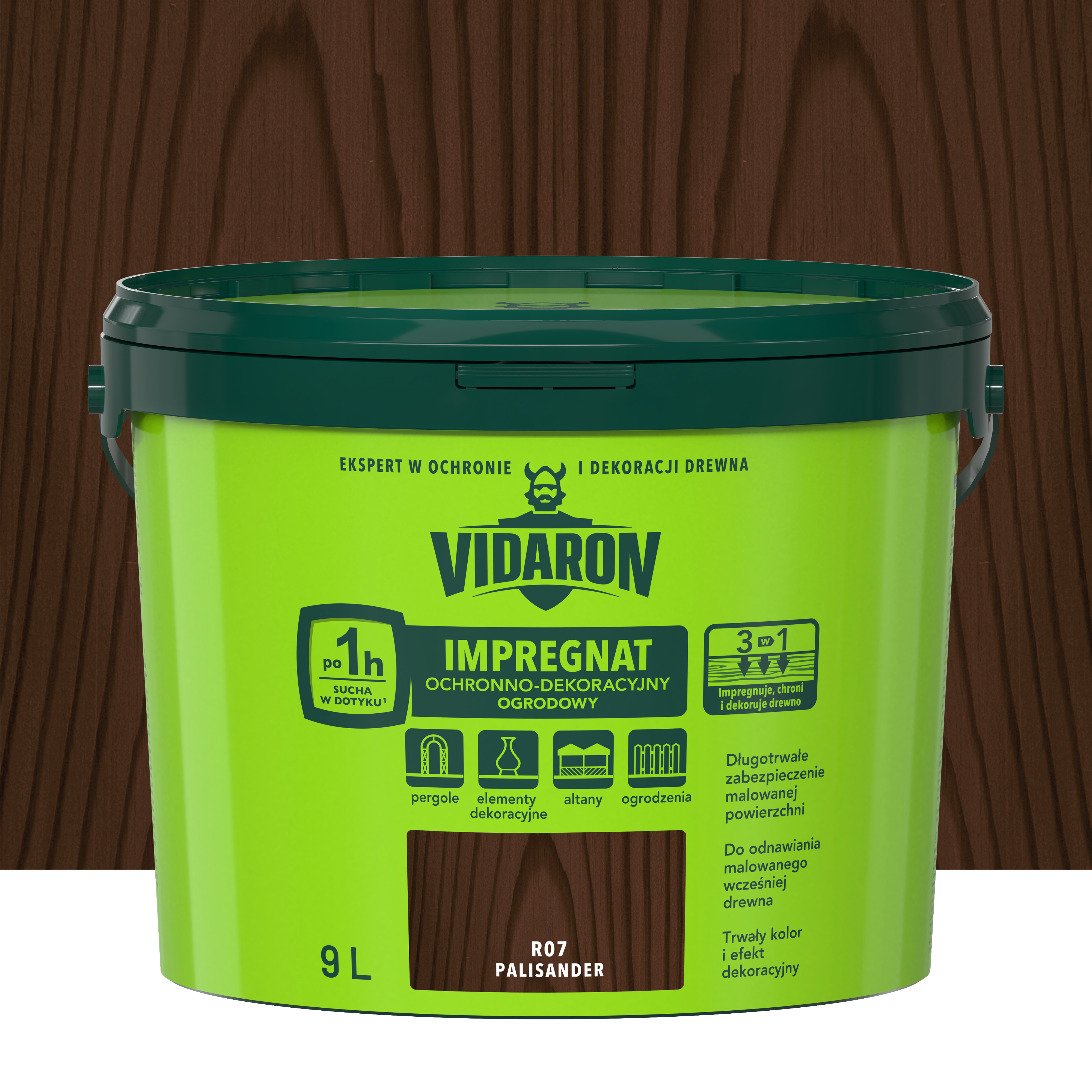 Impregnat do drewna ogrodowy 9 l Palisander Vidaron