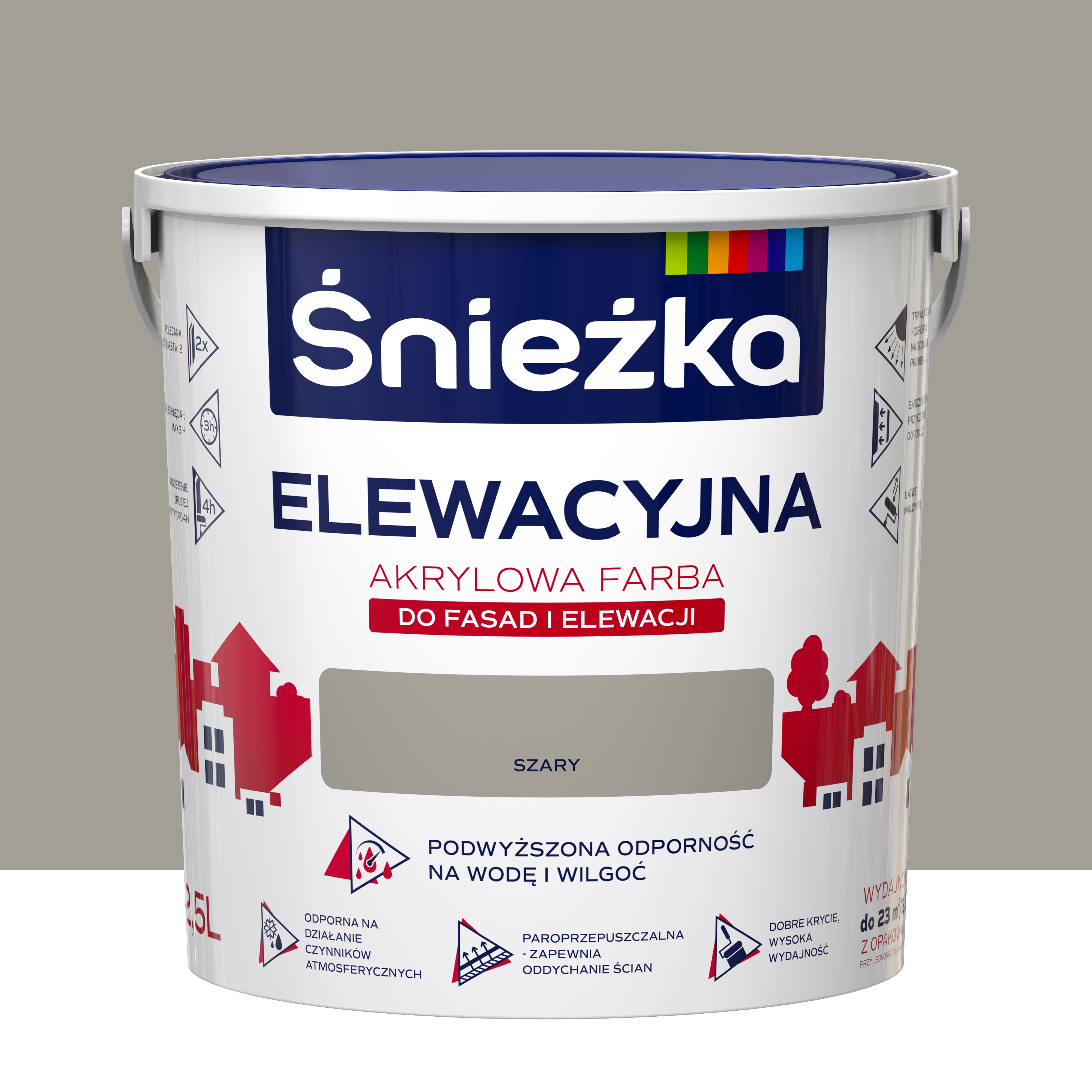 Farba elewacyjna akrylowa 2.5 l Szary Śnieżka