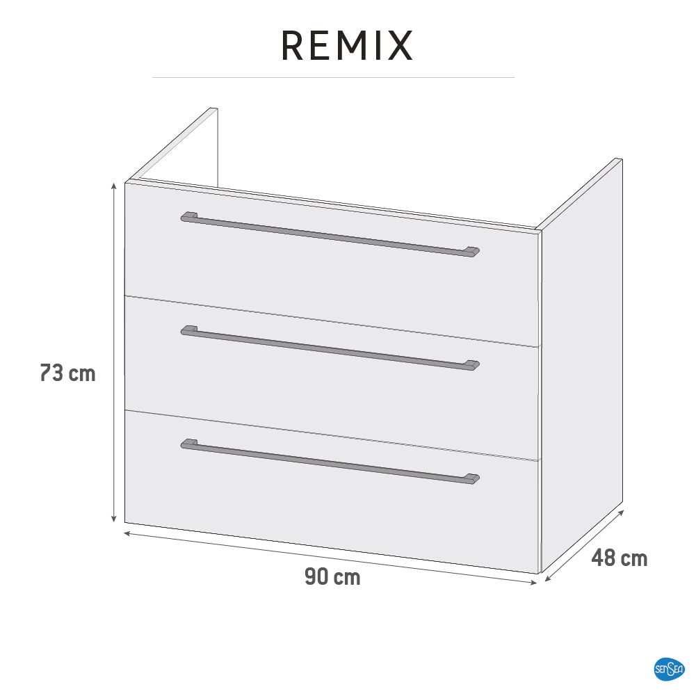 Meuble de salle de bains, Remix l.90 x H.73 x P.46 cm, chêne, Remix - 7