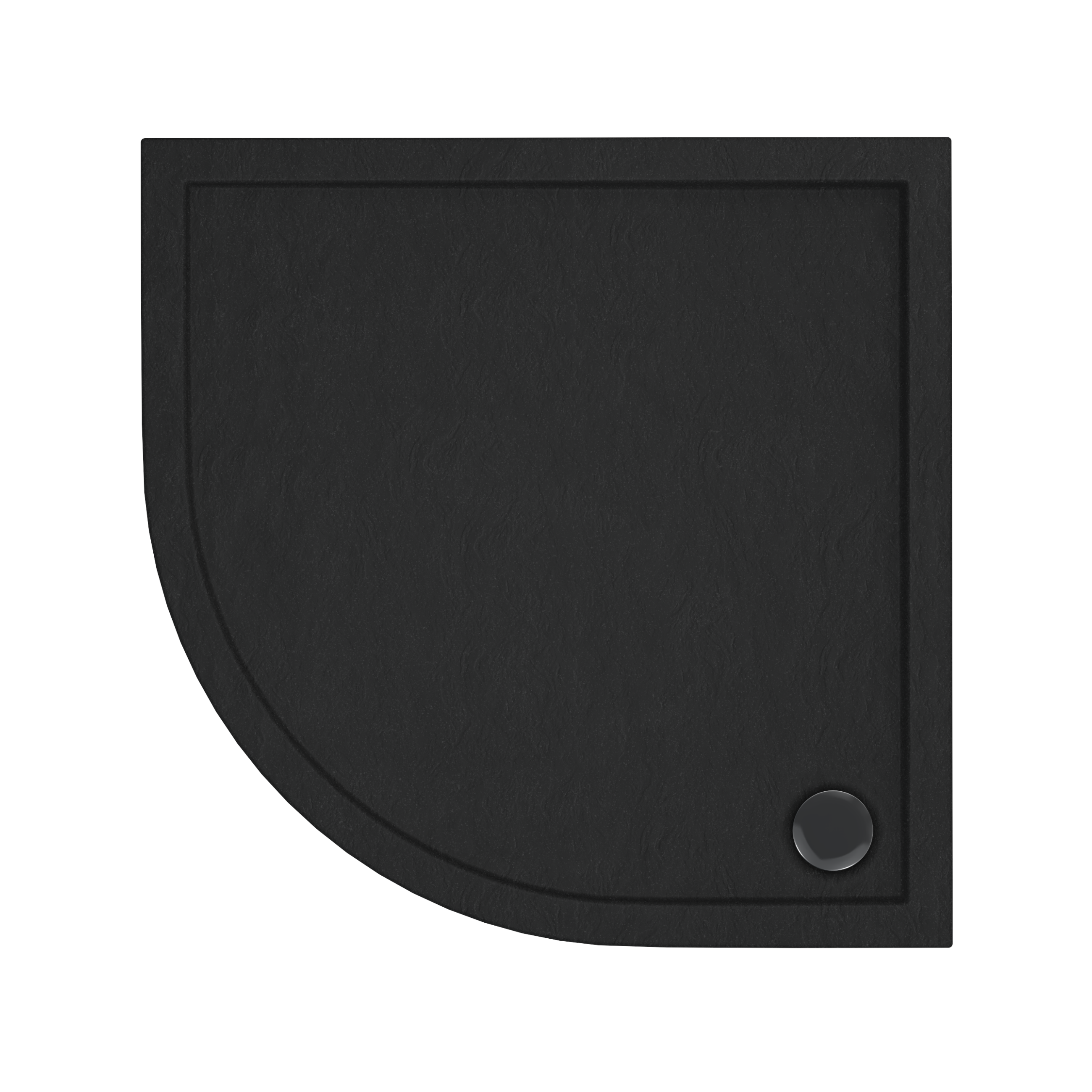 Brodzik Półokragły Sensea Ipsilon 90x90x5/3 cm Czarny Kamień