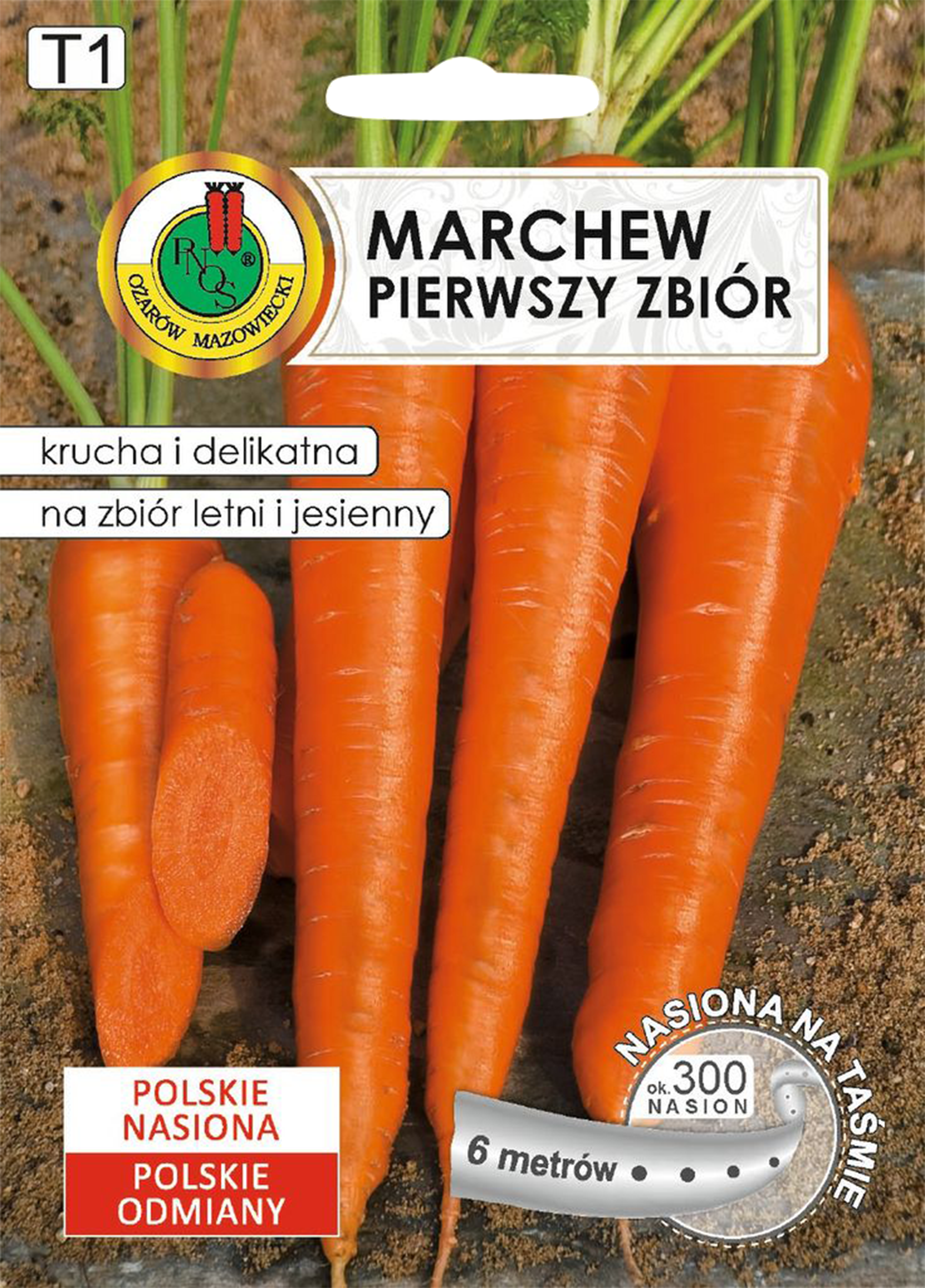 Marchew jadalna Pierwszy Zbiór nasiona na taśmie 6m Pnos