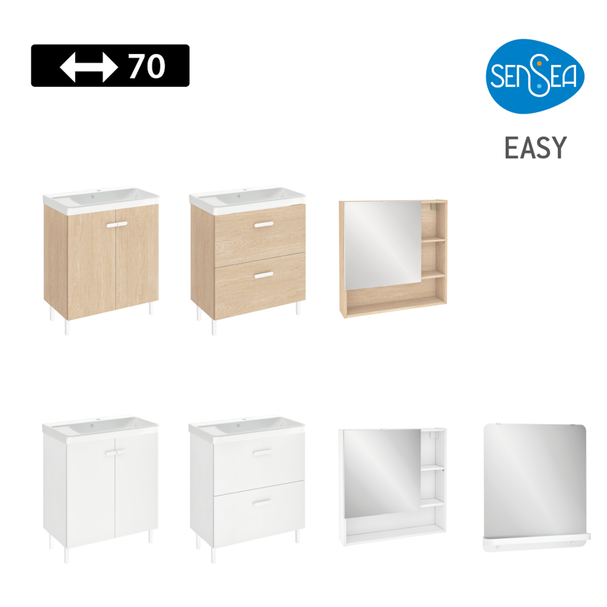 Szafka lustrzana bez oświetlenia Easy 70 x 70 Sensea - 11