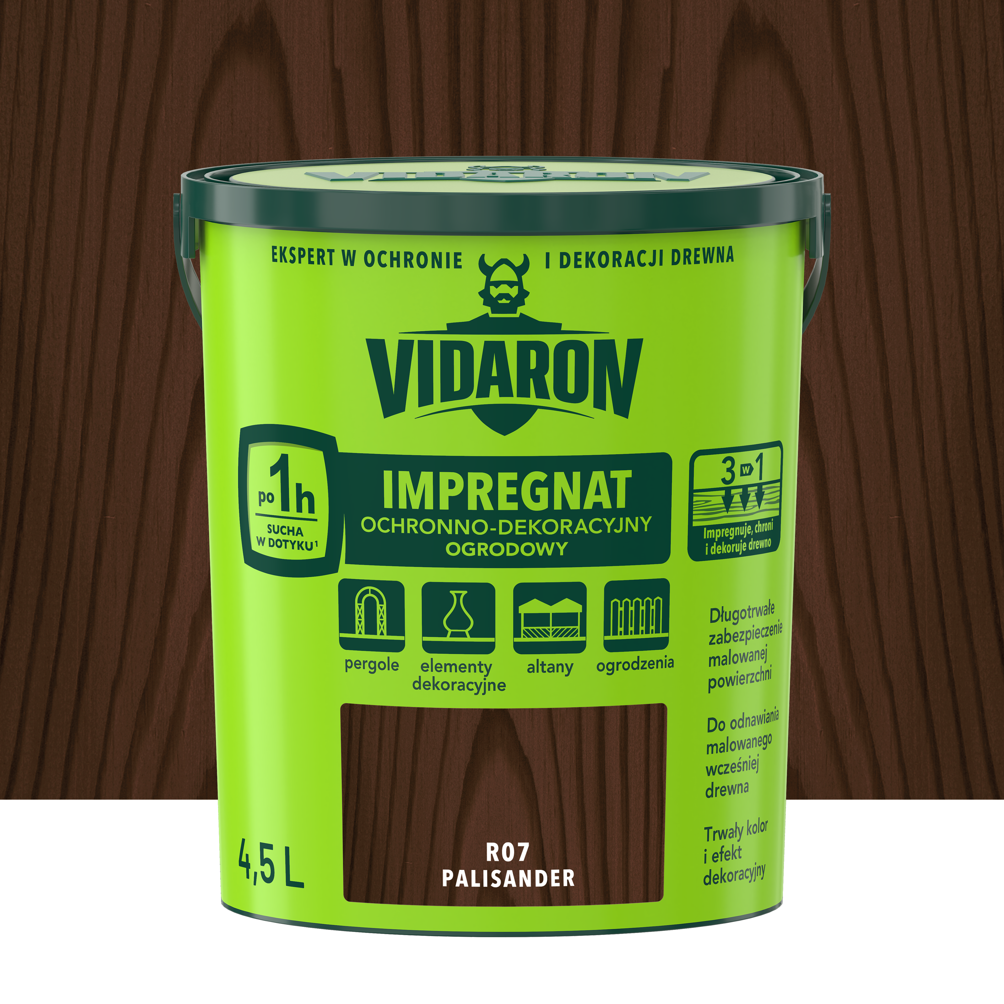 Impregnat do drewna ogrodowy 4.5 l Palisander Vidaron