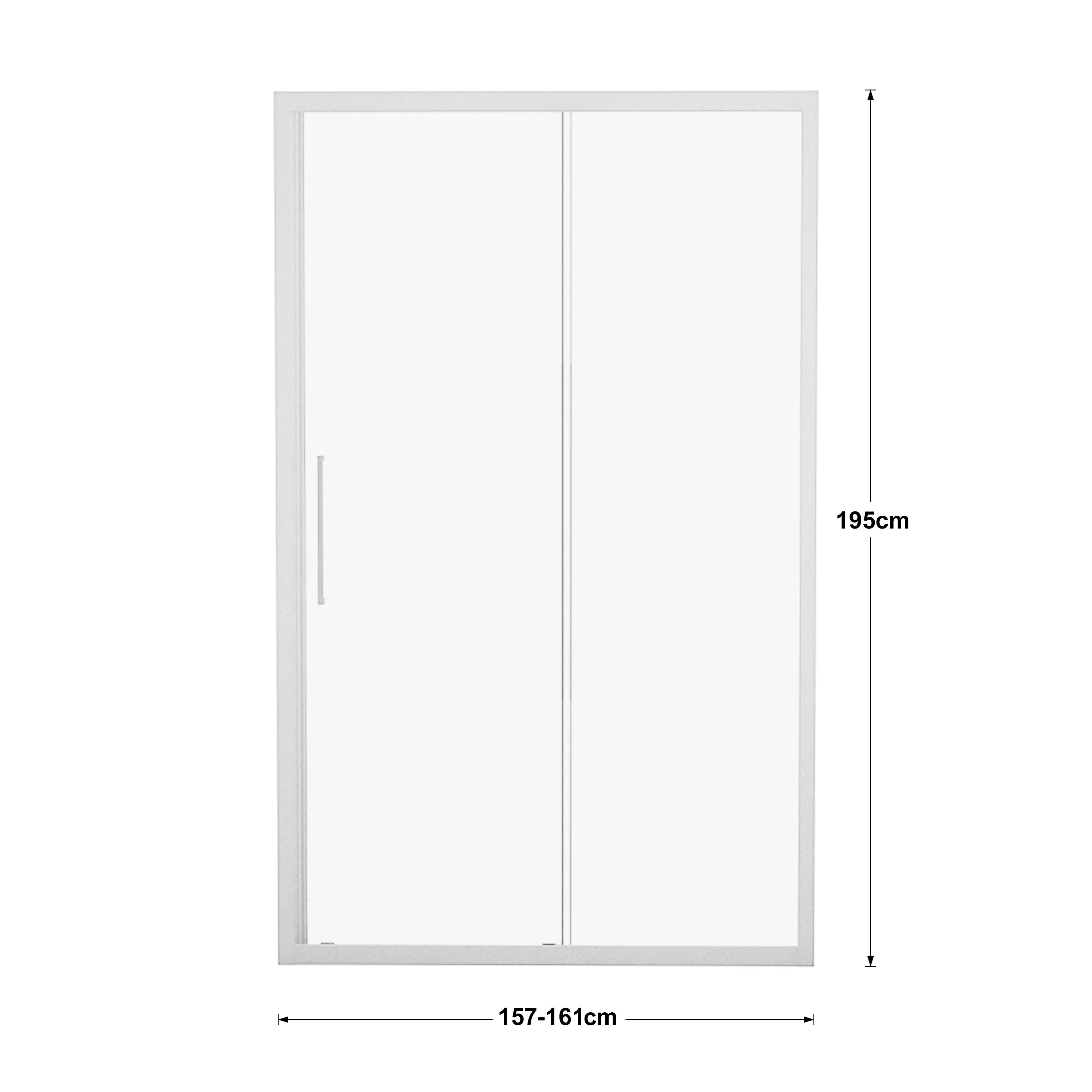 Porta doccia scorrevole L 157-161 cm x H 195 cm per nicchia in vetro smerigliato SP. 6 mm, profilo opaco bianco, serie Record - 8