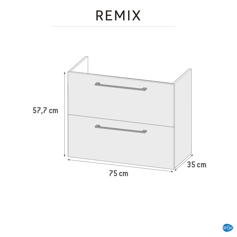 Mobile da bagno sospeso sotto lavabo L 75 x H 58 x P 33 cm verde laminato opaco, 2 cassetti SENSEA Remix - 8