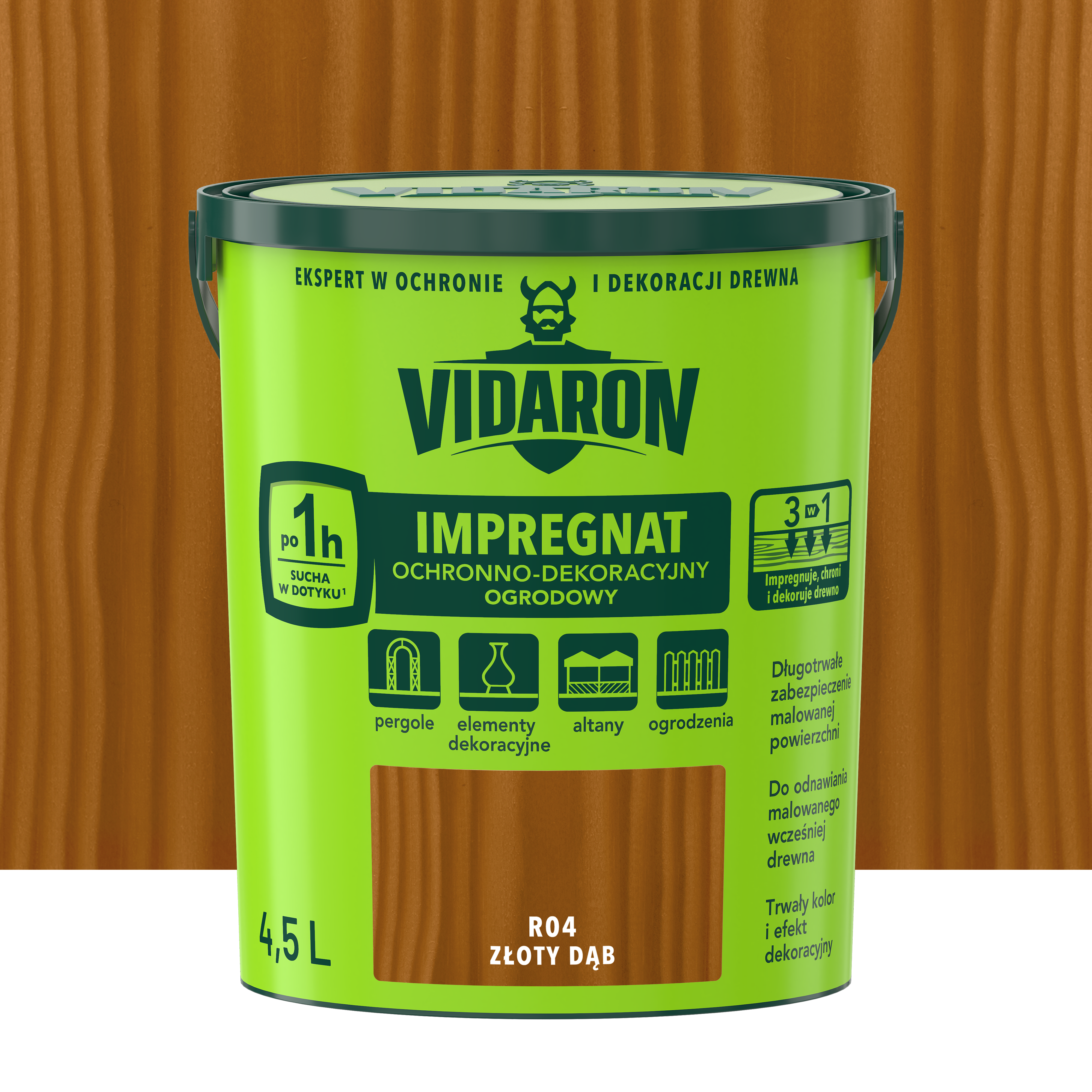 Impregnat do drewna ogrodowy 4.5 l Złoty dąb Vidaron