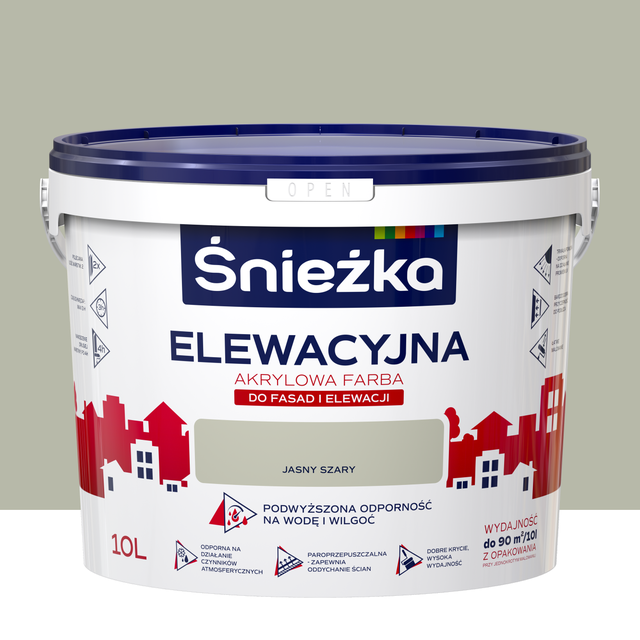 Farba elewacyjna akrylowa 10 l Jasny szary Śnieżka