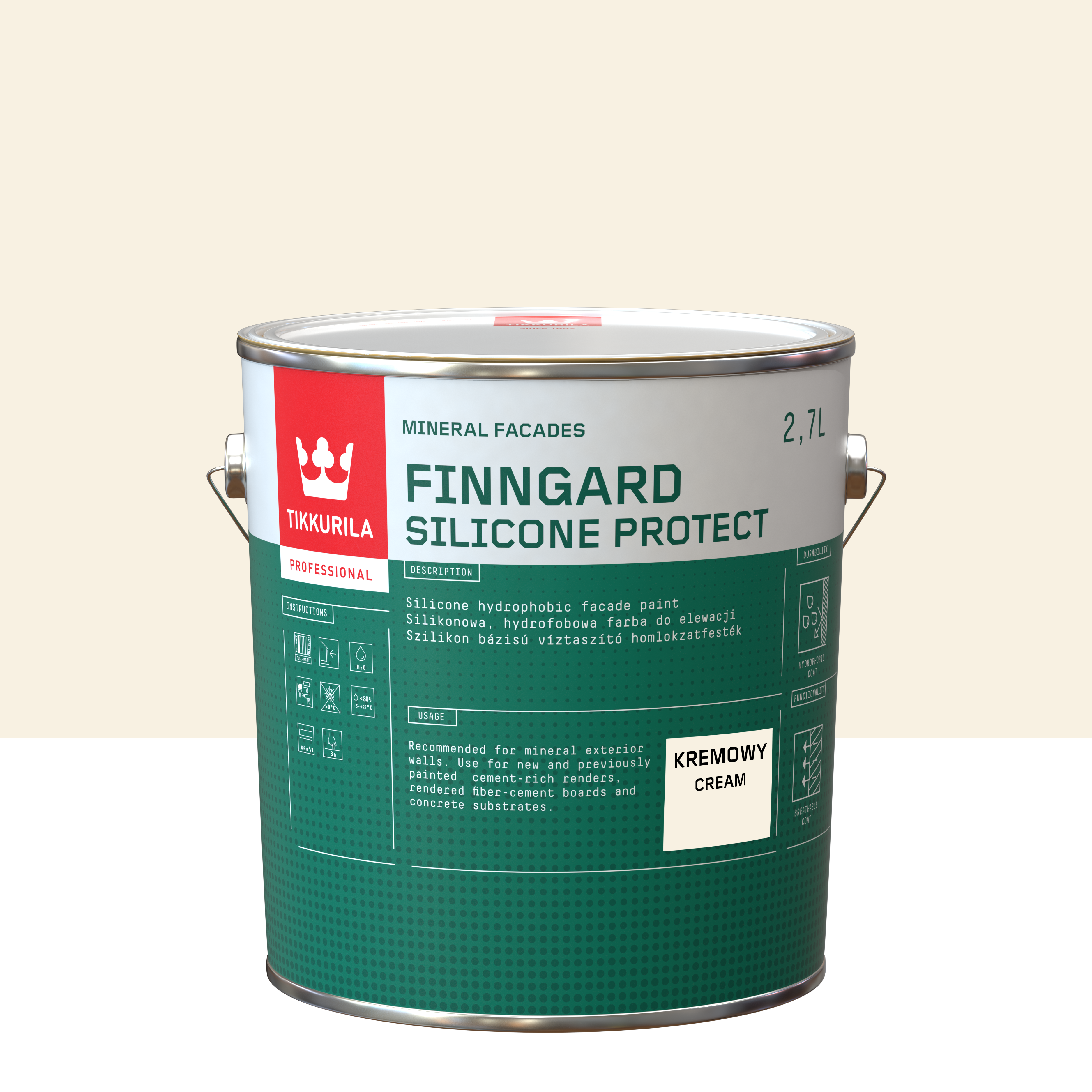 Farba silikonowa do elewacji 2.7 l Kremowy Tikkurila