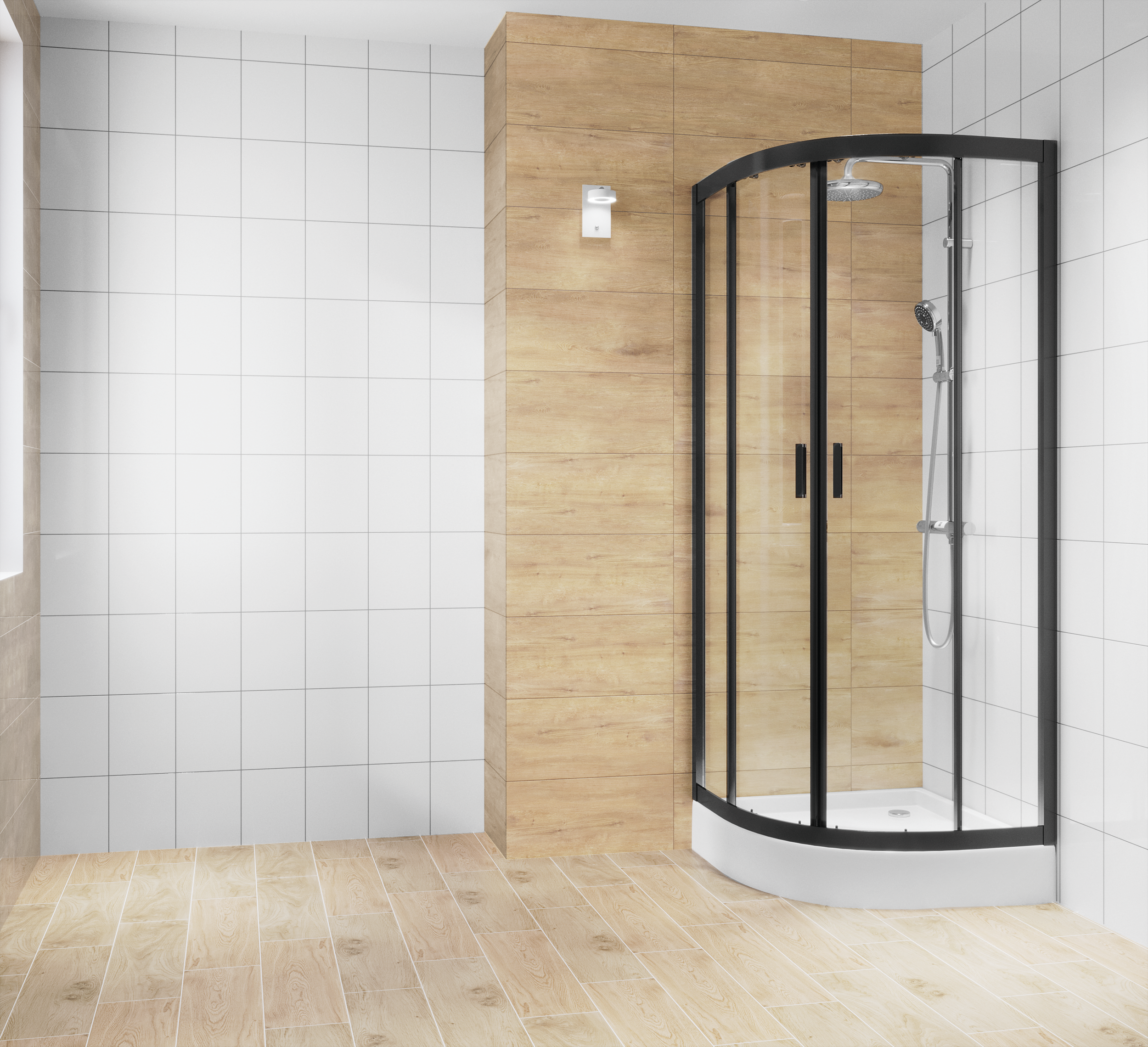 Kabina prysznicowa z brodzikiem półokrągła Ultra 80 x 80 x 206 cm czarna Liveno - 3