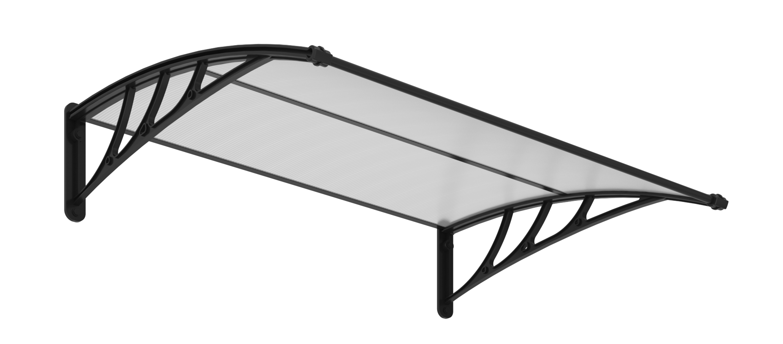 Pensilina in resina trasparente L 120 x P 100 cm struttura nero - 5