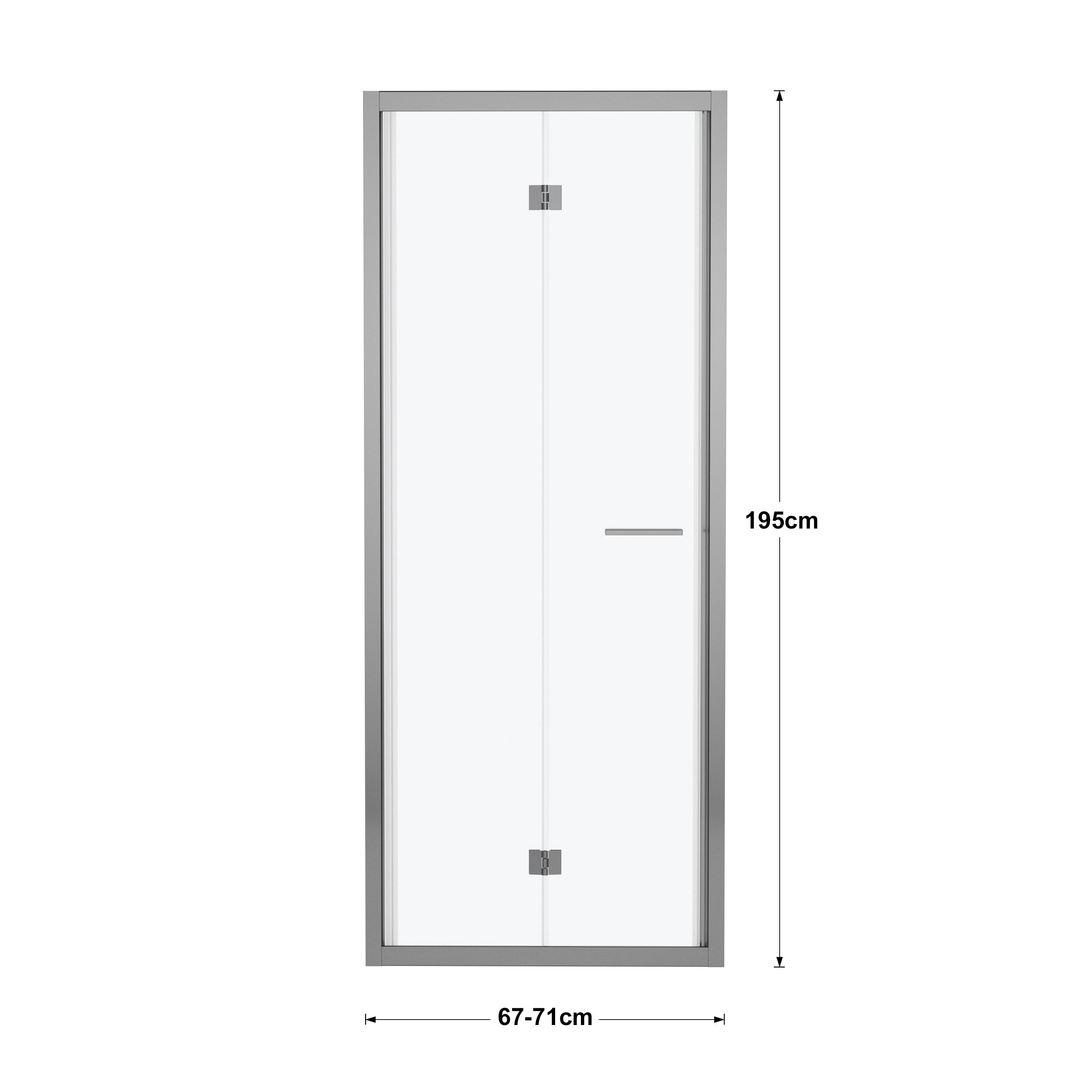 Porta doccia pieghevole L 67-71 cm x H 195 cm per nicchia in vetro smerigliato SP. 6 mm, profilo lucido cromo, serie Record - 5
