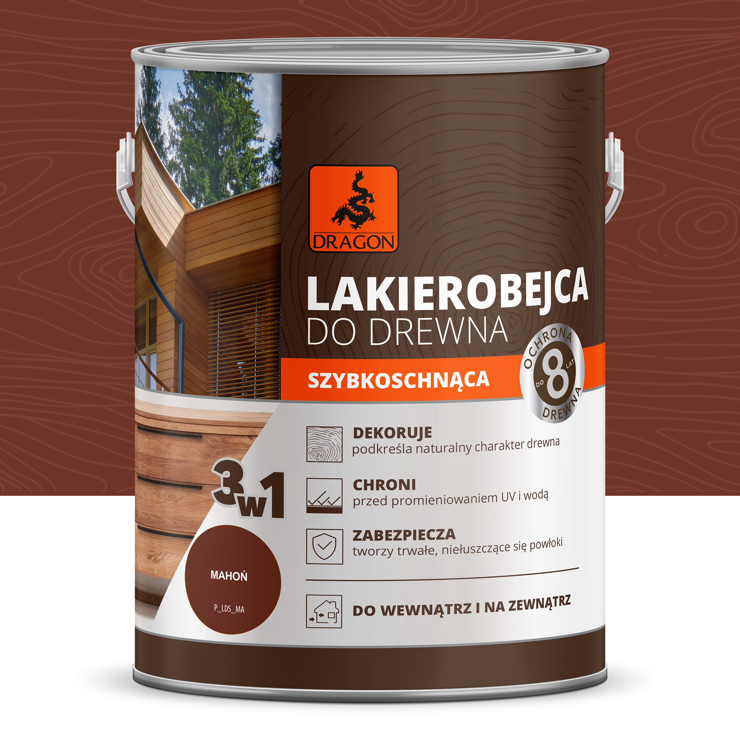 Lakierobejca Szybkoschnąca 2.5 l Mahoń Dragon