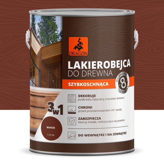 Lakierobejca do drewna szybkoschnąca 200 ml mahoń DRAGON