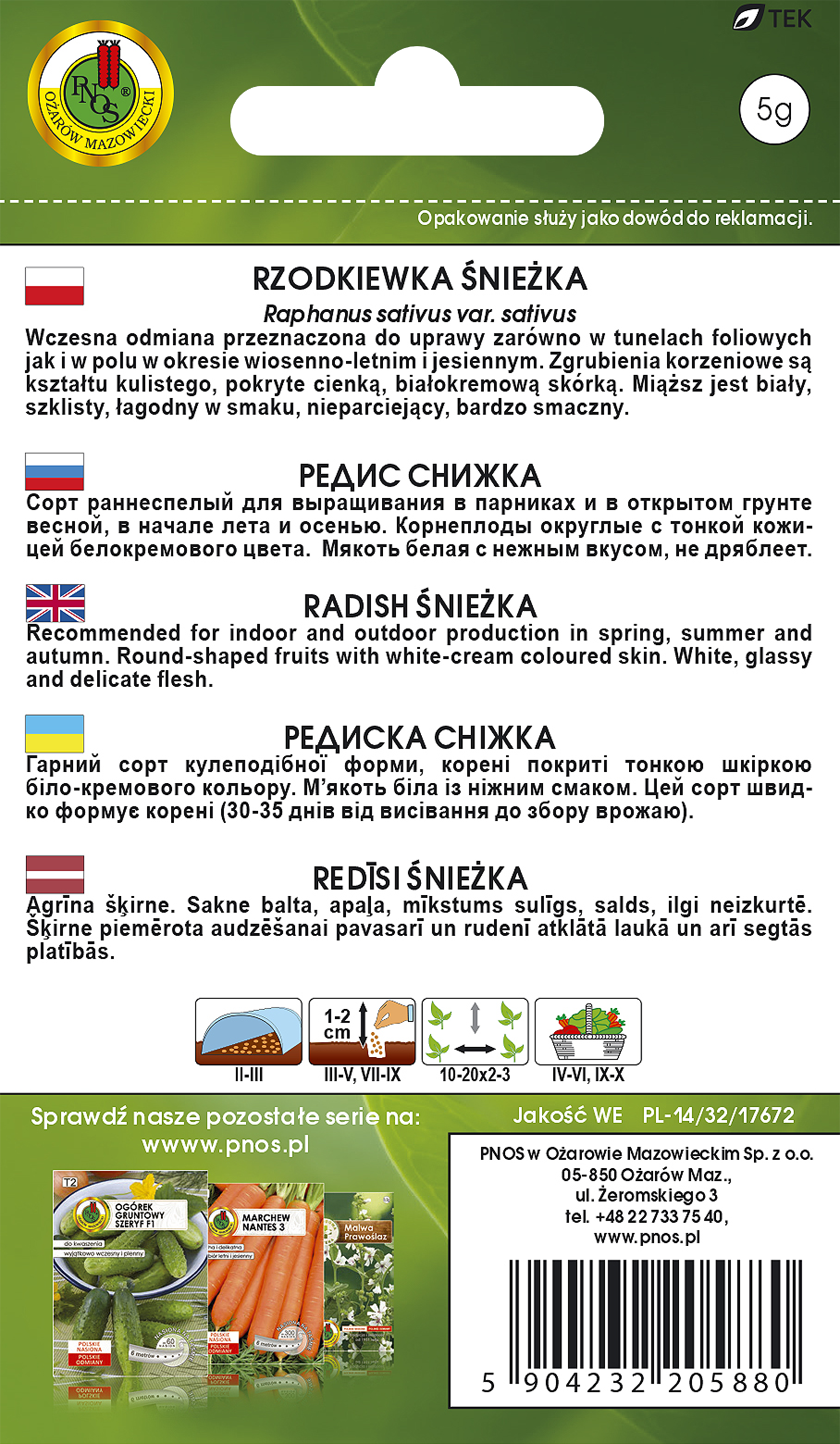 Rzodkiewka Śnieżka nasiona Pnos - 2