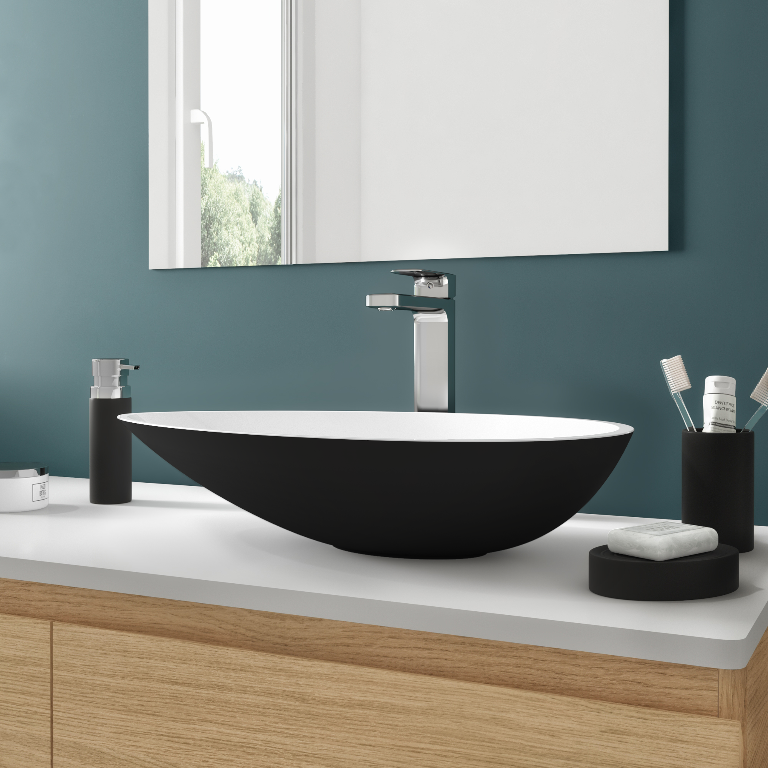 Umywalka konglomeratowa nablatowa Shila Oval 56 Sensea - 5