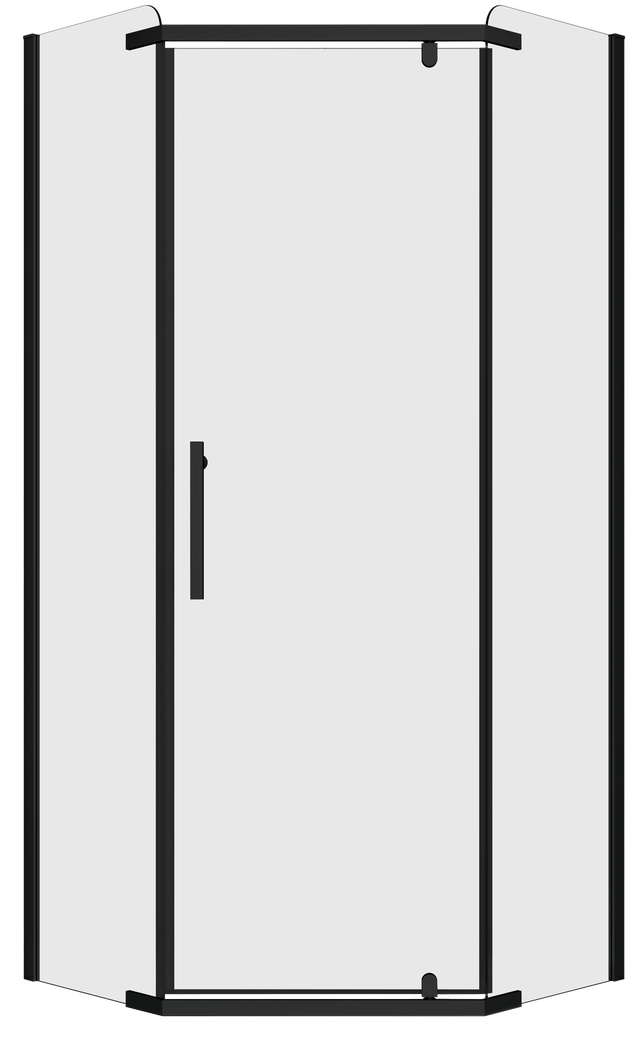 Kabina prysznicowa pięciokątna Rubi Black 90 x 90 x 195 cm czarna Liveno