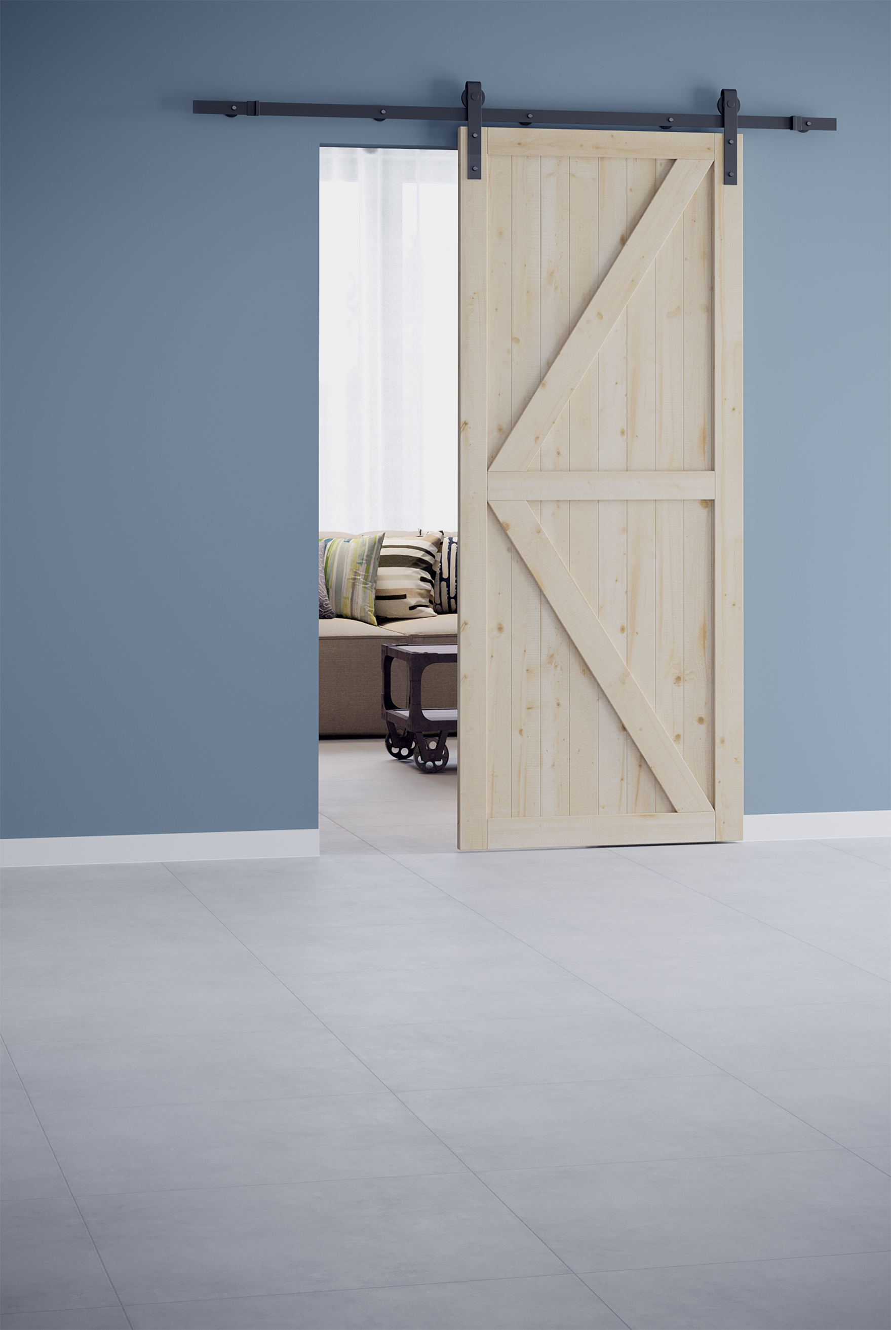 System przesuwny naścienny do drzwi przesuwnych Loft Czarny - 4
