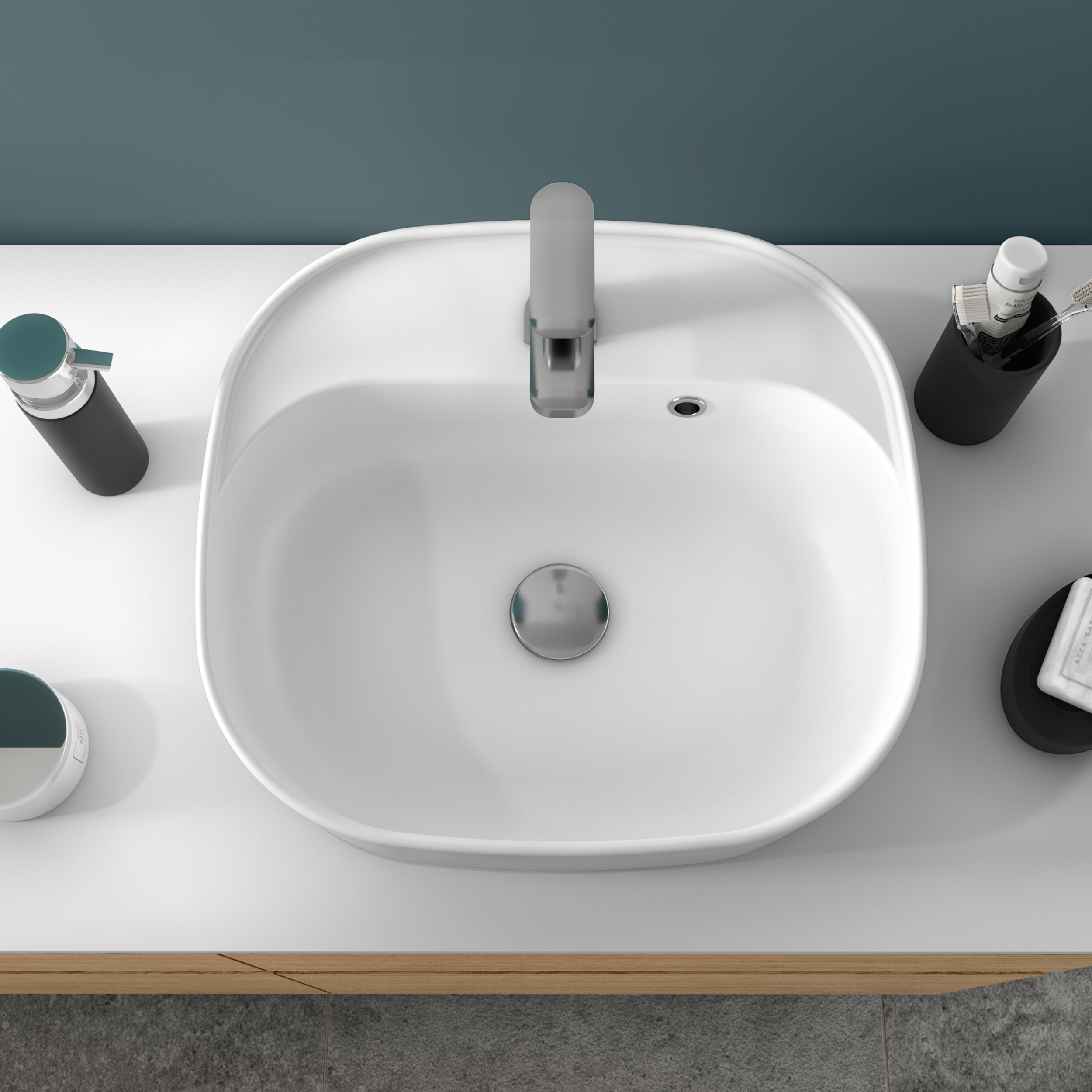 Lavabo da appoggio SENSEA rettangolare in ceramica L 42.9 x H 16 x P 39.7 cm bianco lucido piletta non inclusa - 2