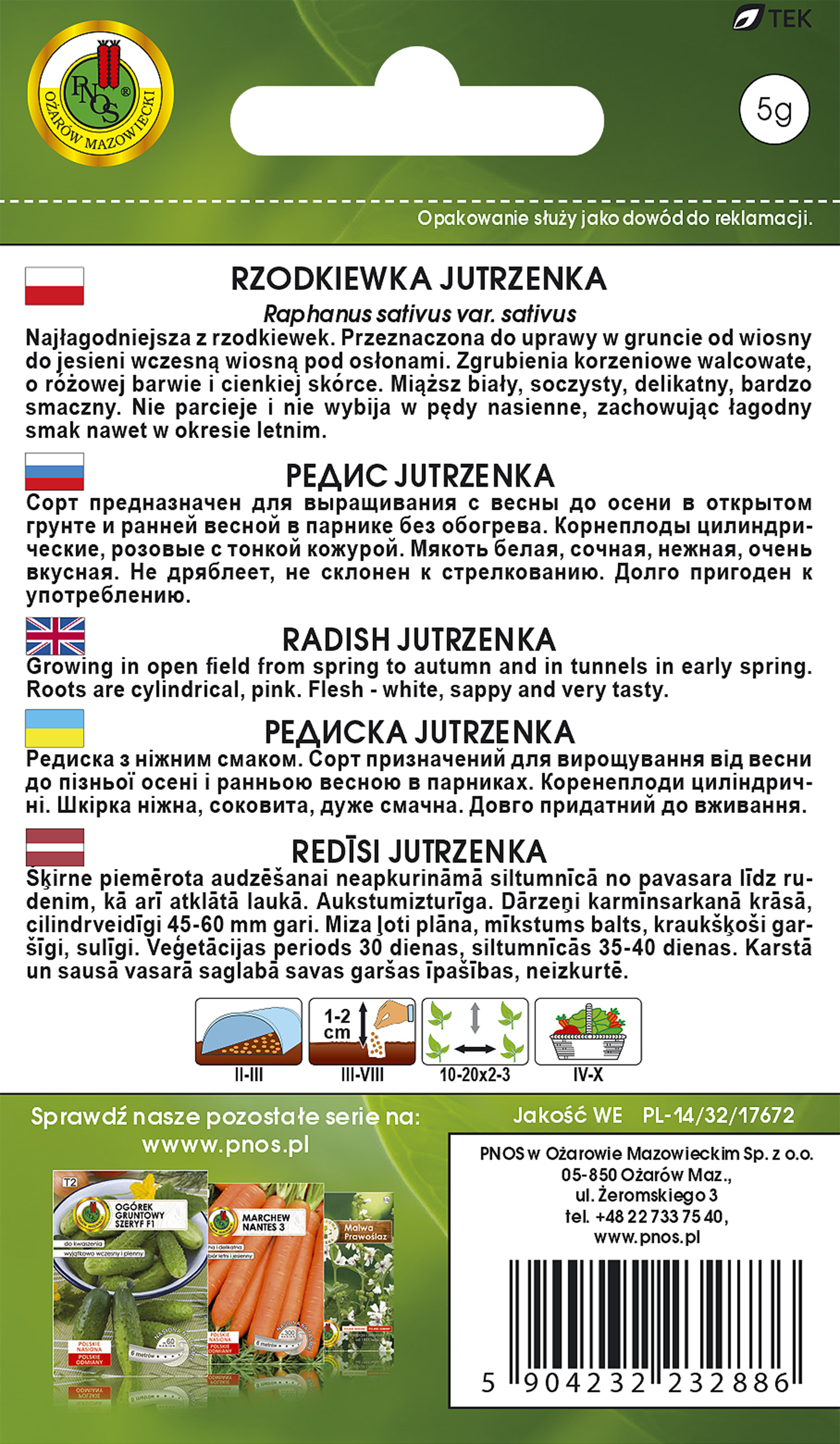 Rzodkiewka Jutrzenka nasiona tradycyjne Pnos - 2