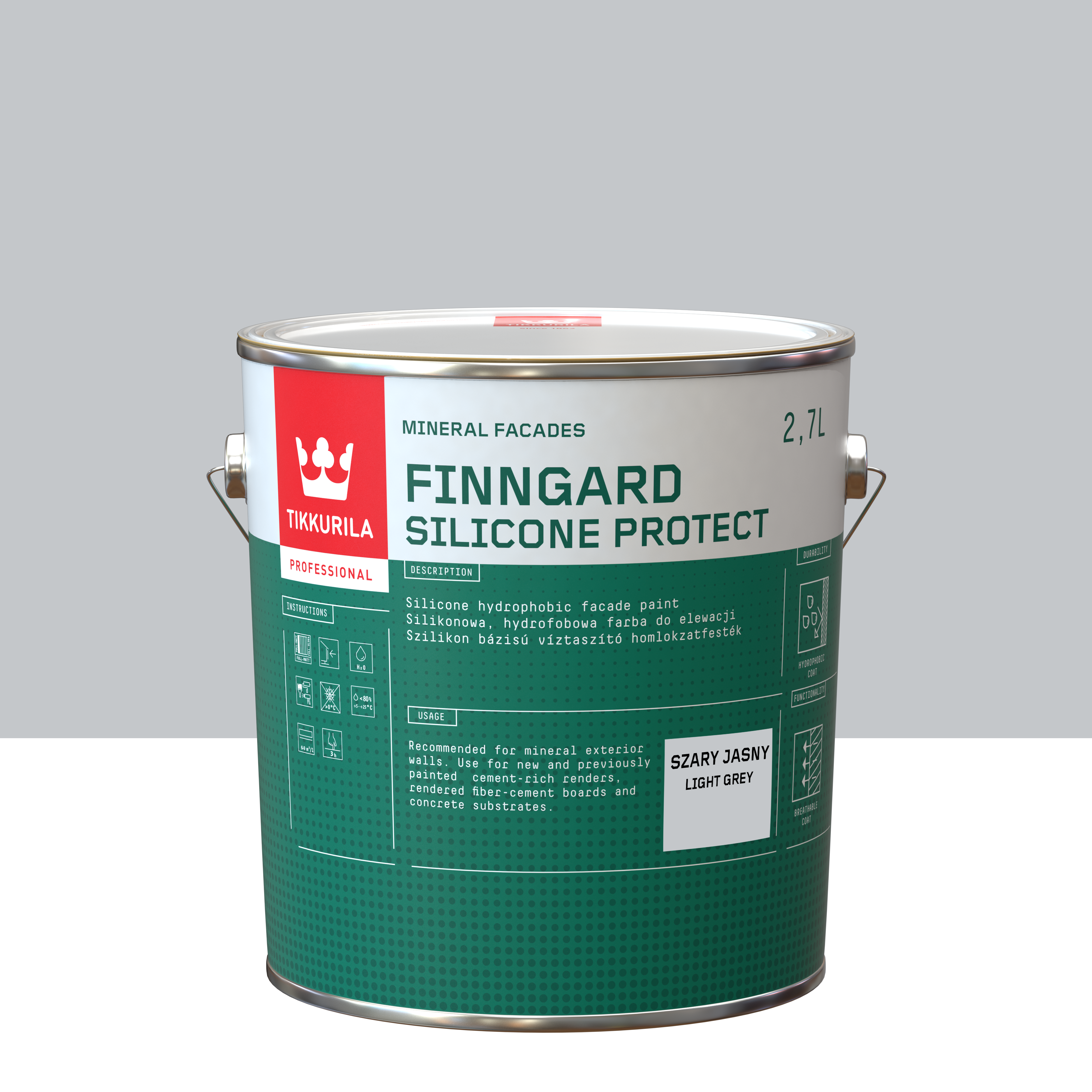 Farba silikonowa do elewacji 2.7 l Szary jasny Tikkurila