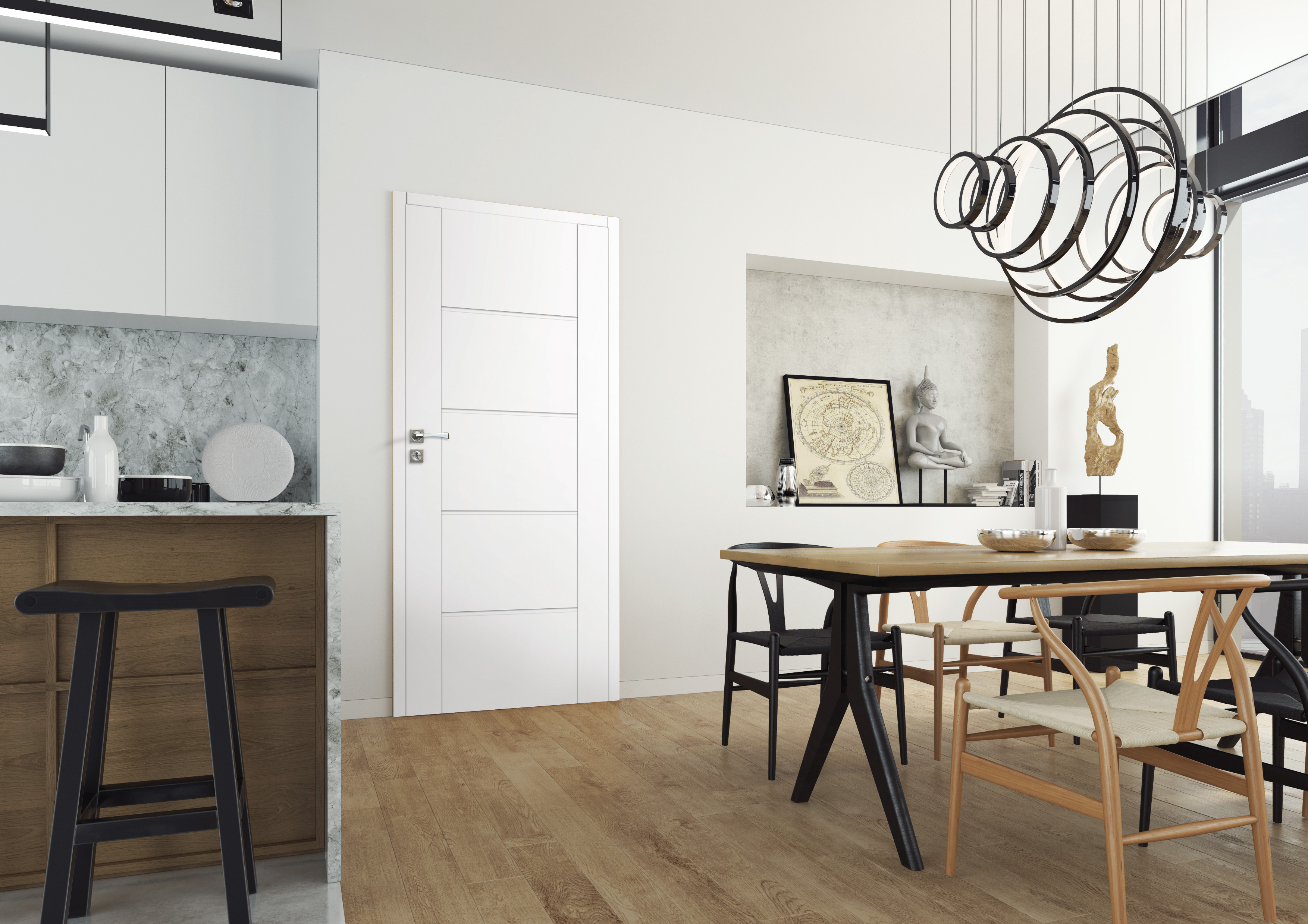 Drzwi wewnętrzne pełne bezprzylgowe Malibu White 80 Prawe Artens - 2