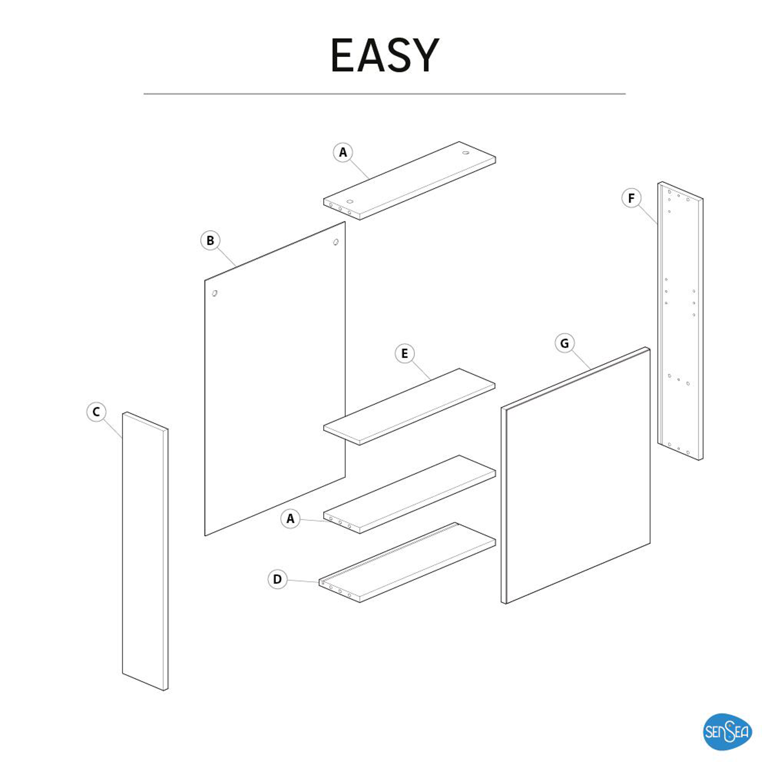 Szafka lustrzana bez oświetlenia Easy 50 x 70 Sensea - 13