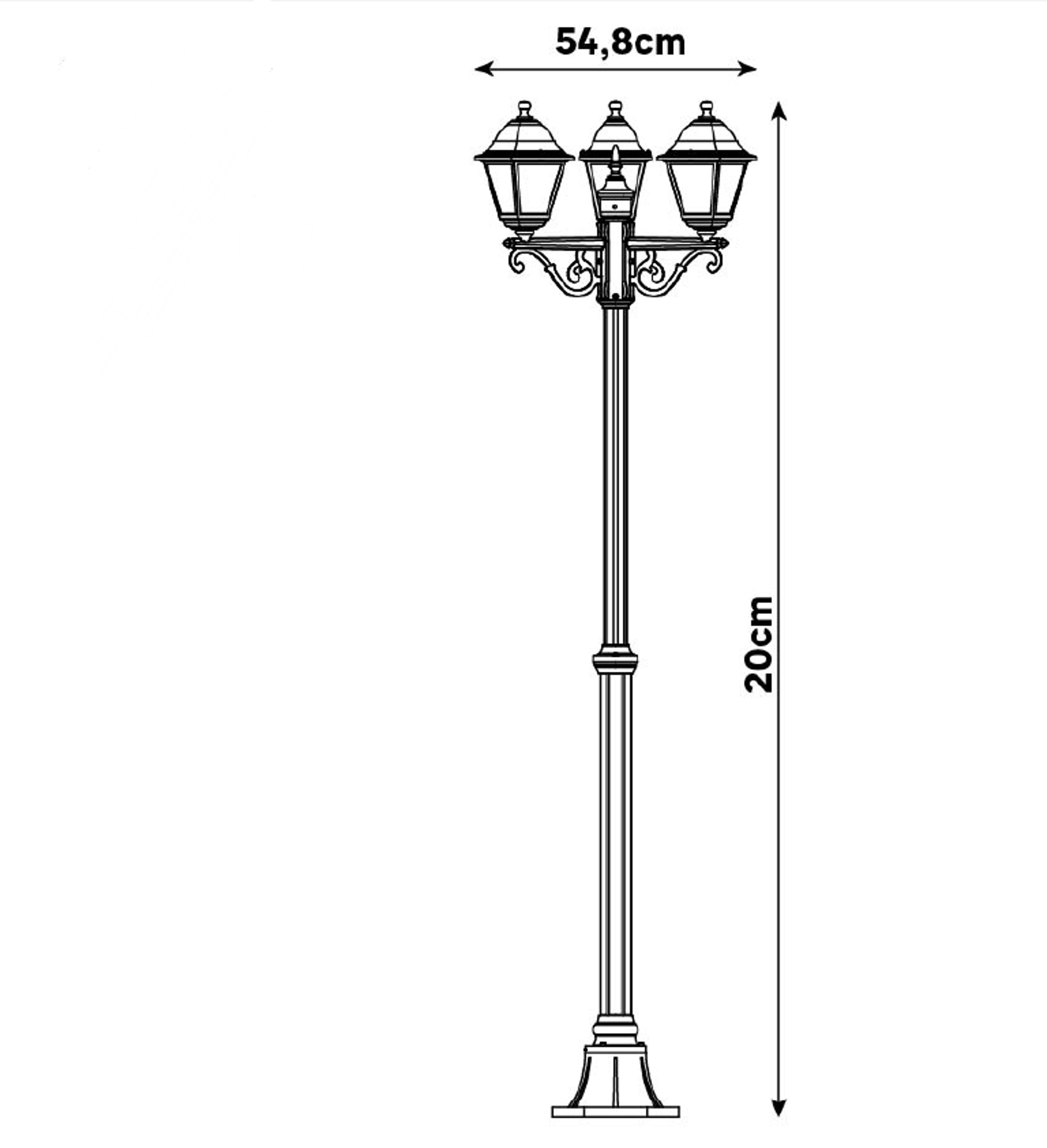 Latarnia ogrodowa Sima 3xE27 200 cm czarna IP44 - 5