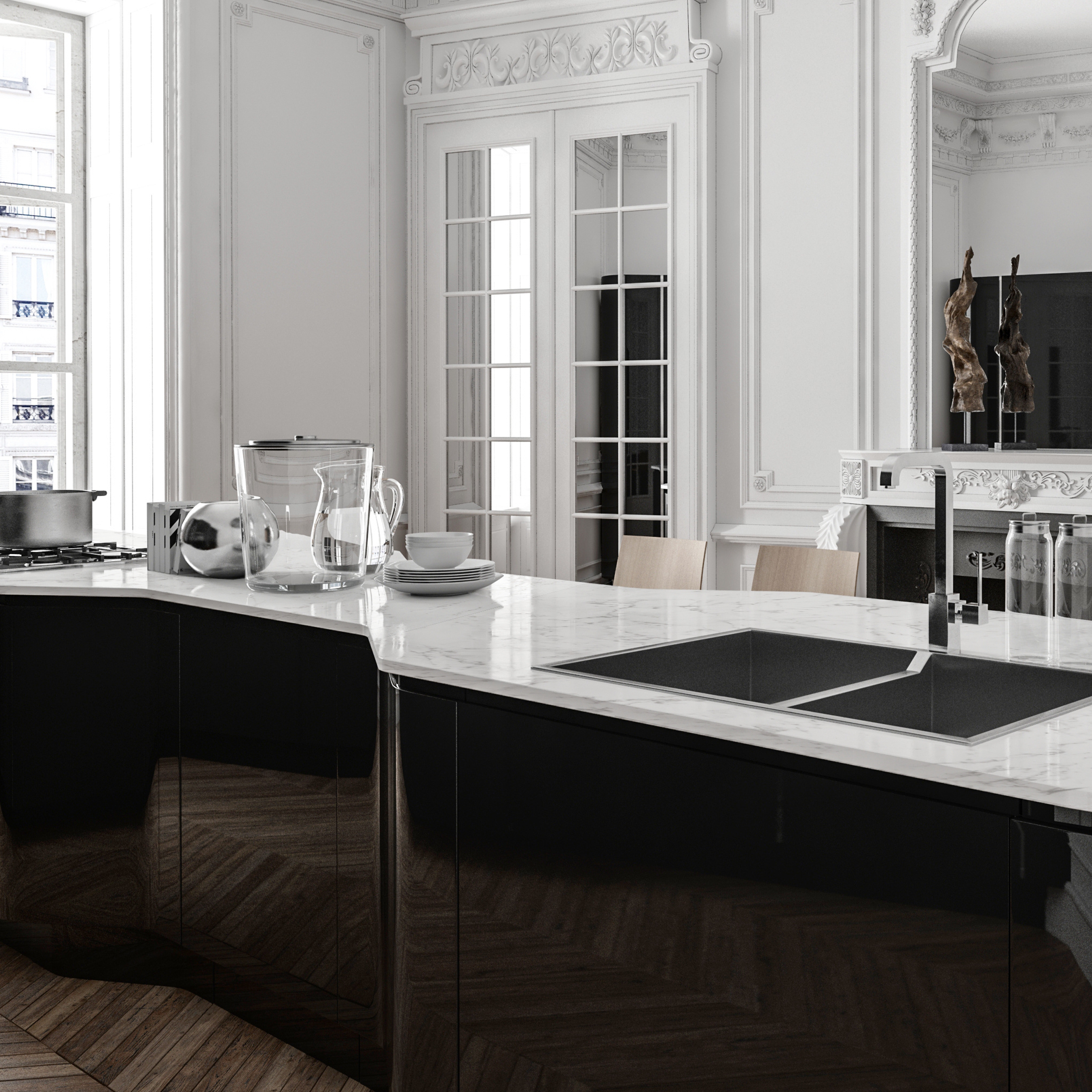 Blat kuchenny kompaktowy marmur bianco 404c 65.5x307 cm - 4