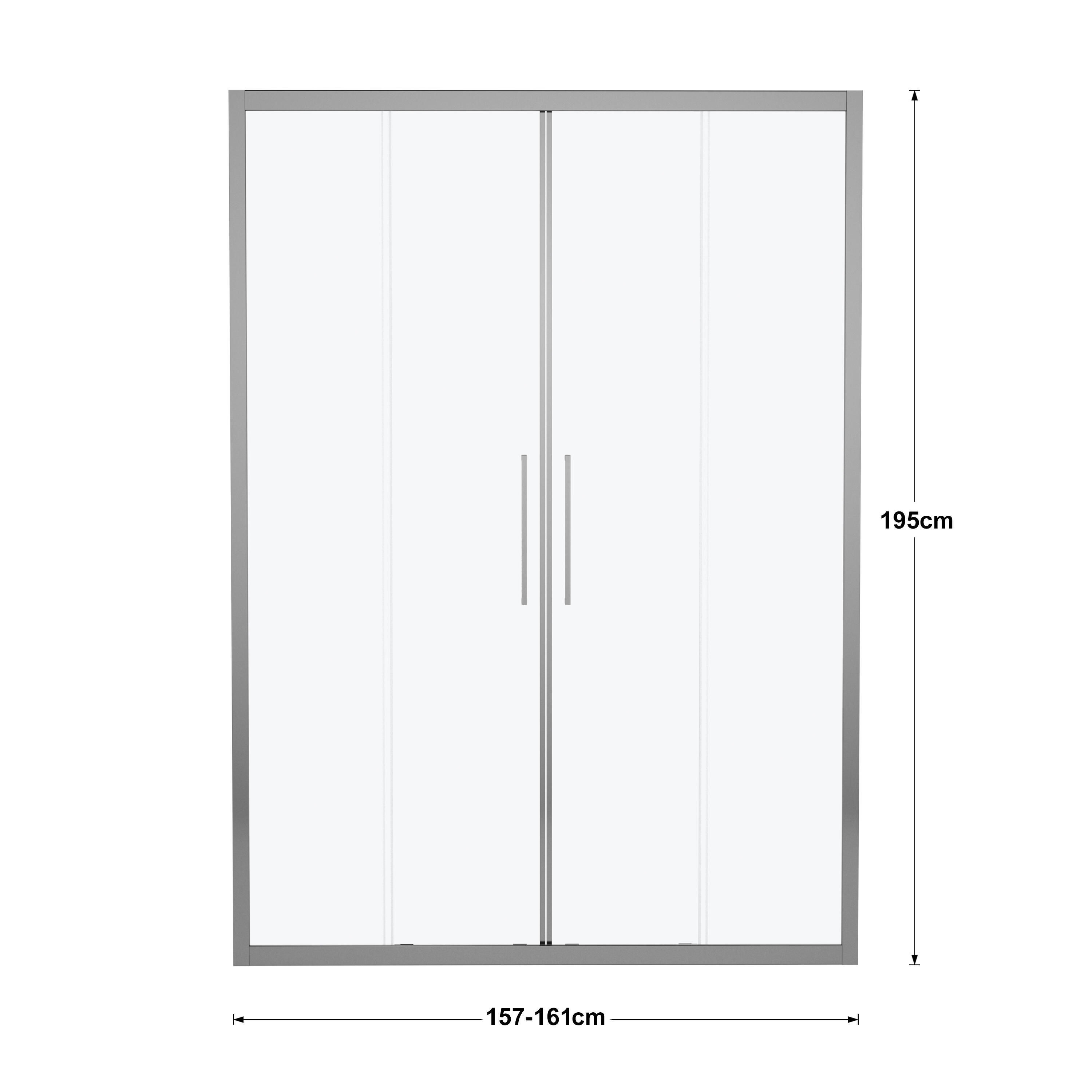 Porta doccia scorrevole Record, L 157-161 cm x H 195 cm x SP 6 mm, profilo cromo, vetro smerigliato - 9