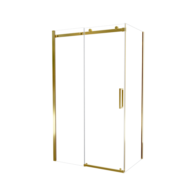 Kabina prysznicowa prostokątna Laurena Gold 120 x 90 x 200 cm złota szkło transparentne Wellneo