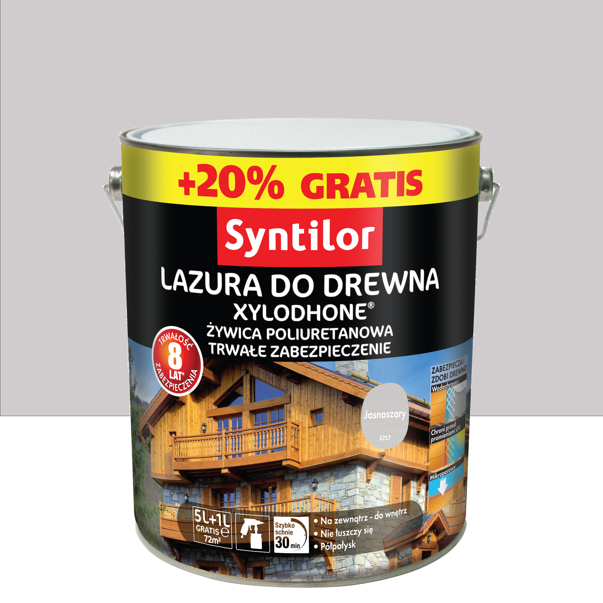 Lazura do drewna Xylodhone HP 5 l + 20% Jasnoszary Syntilor
