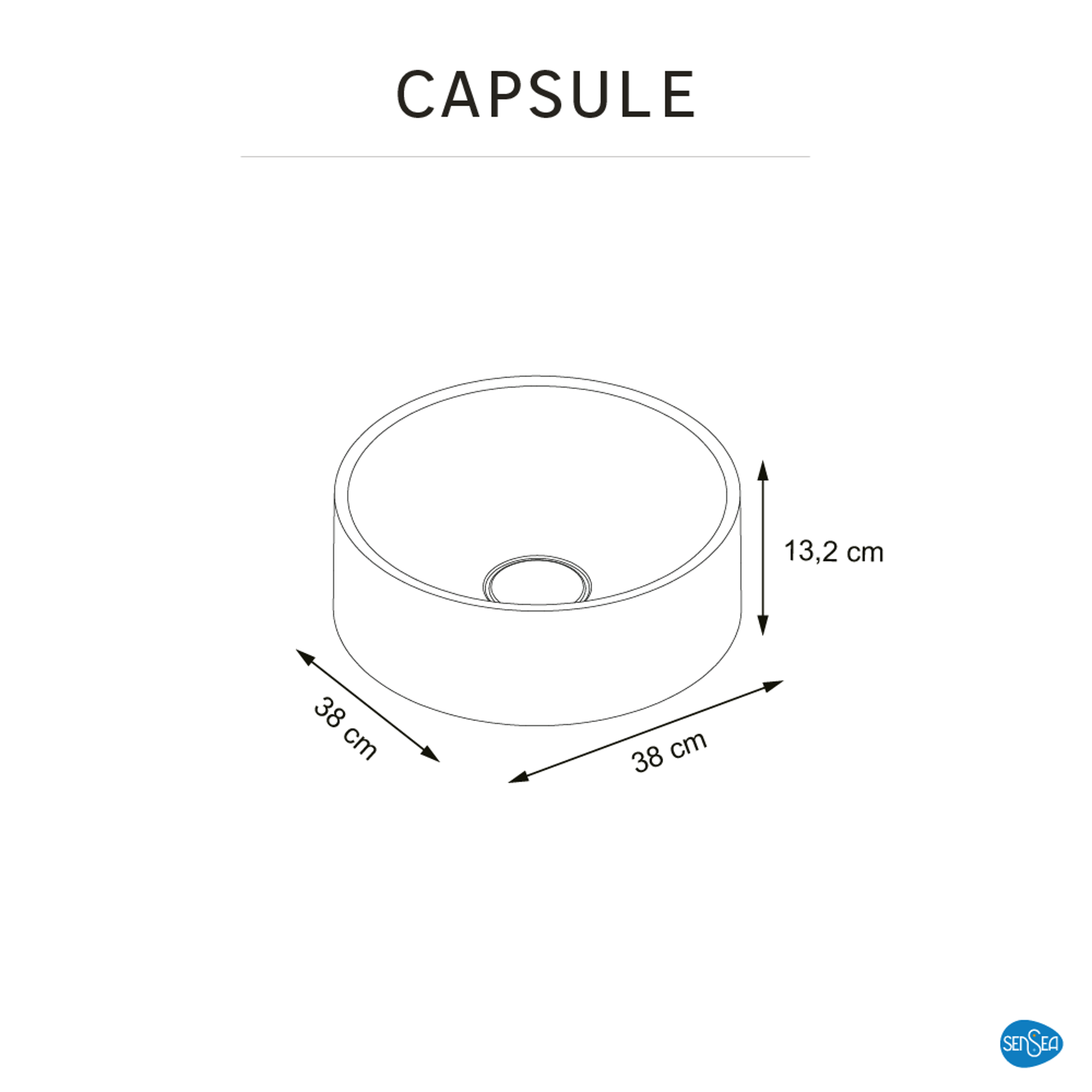 Lavabo da appoggio SENSEA tondo in composito minerale di resina gelificata nero opaco piletta non inclusa - 7