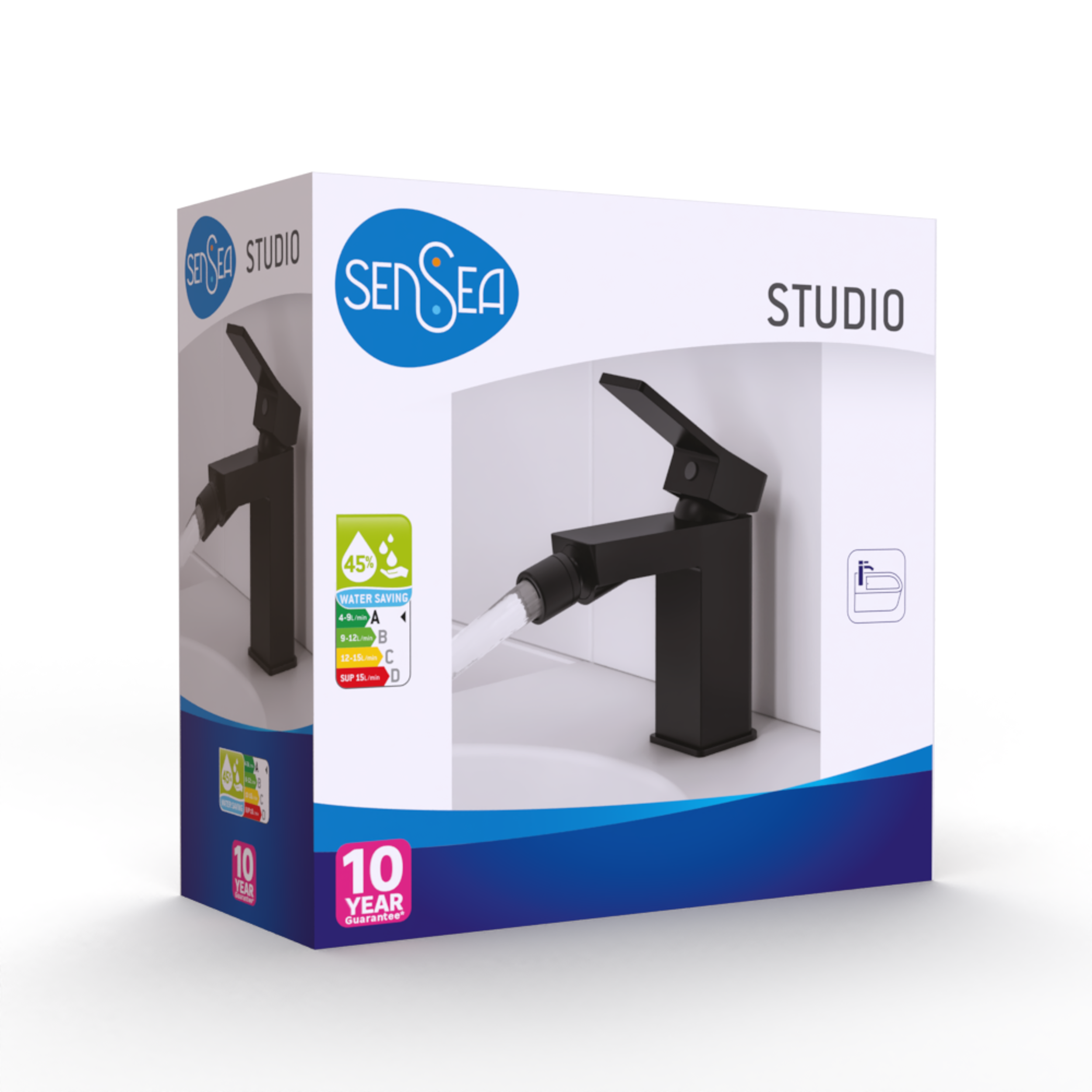 Grifo monomando de bidé SENSEA Studio negro brillo. Apertura en frío. Antical. Latón - 14