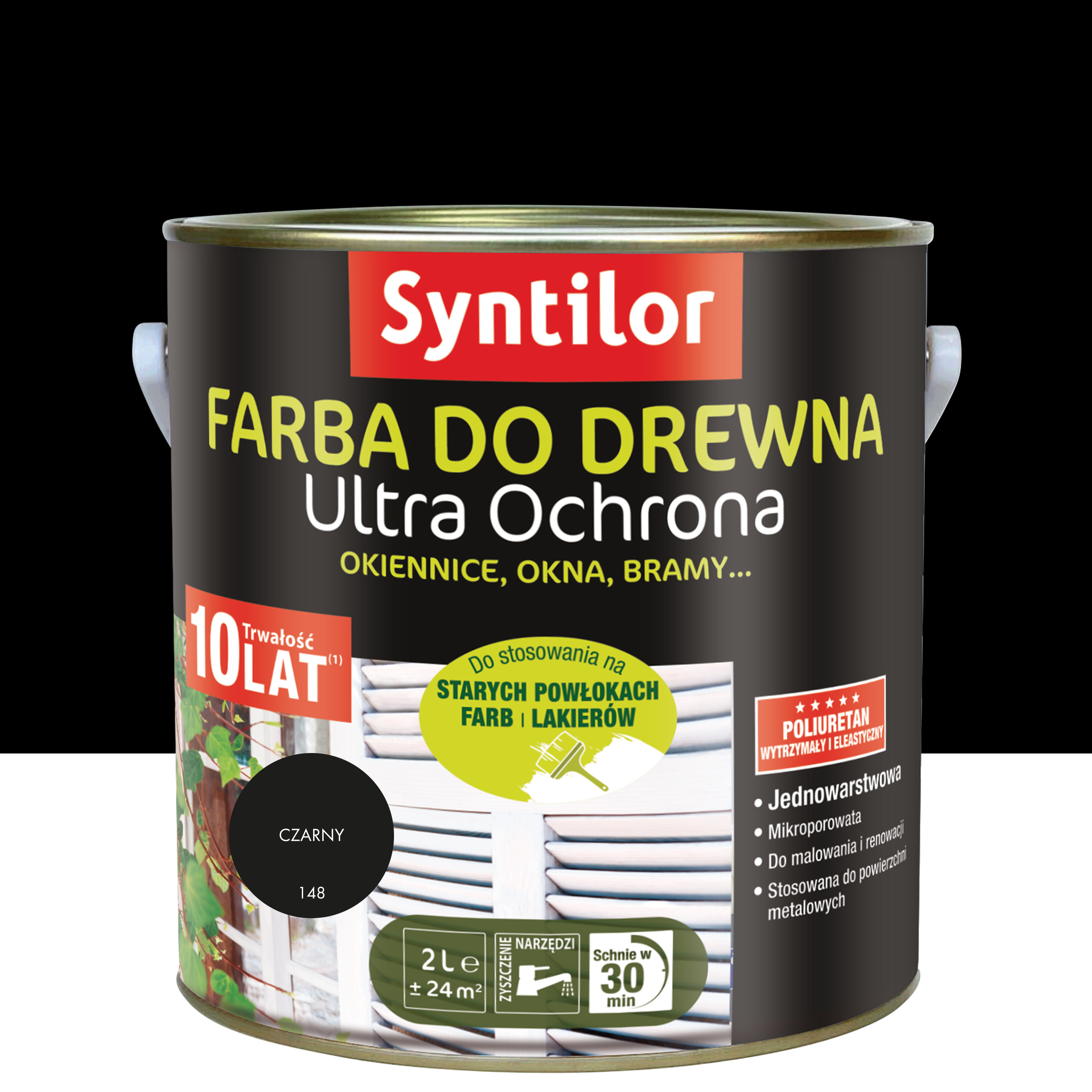 Farba do drewna Ultra ochrona 2 l Czarny Syntilor