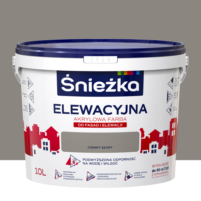 Farba elewacyjna akrylowa 10 l Ciemny szary Śnieżka