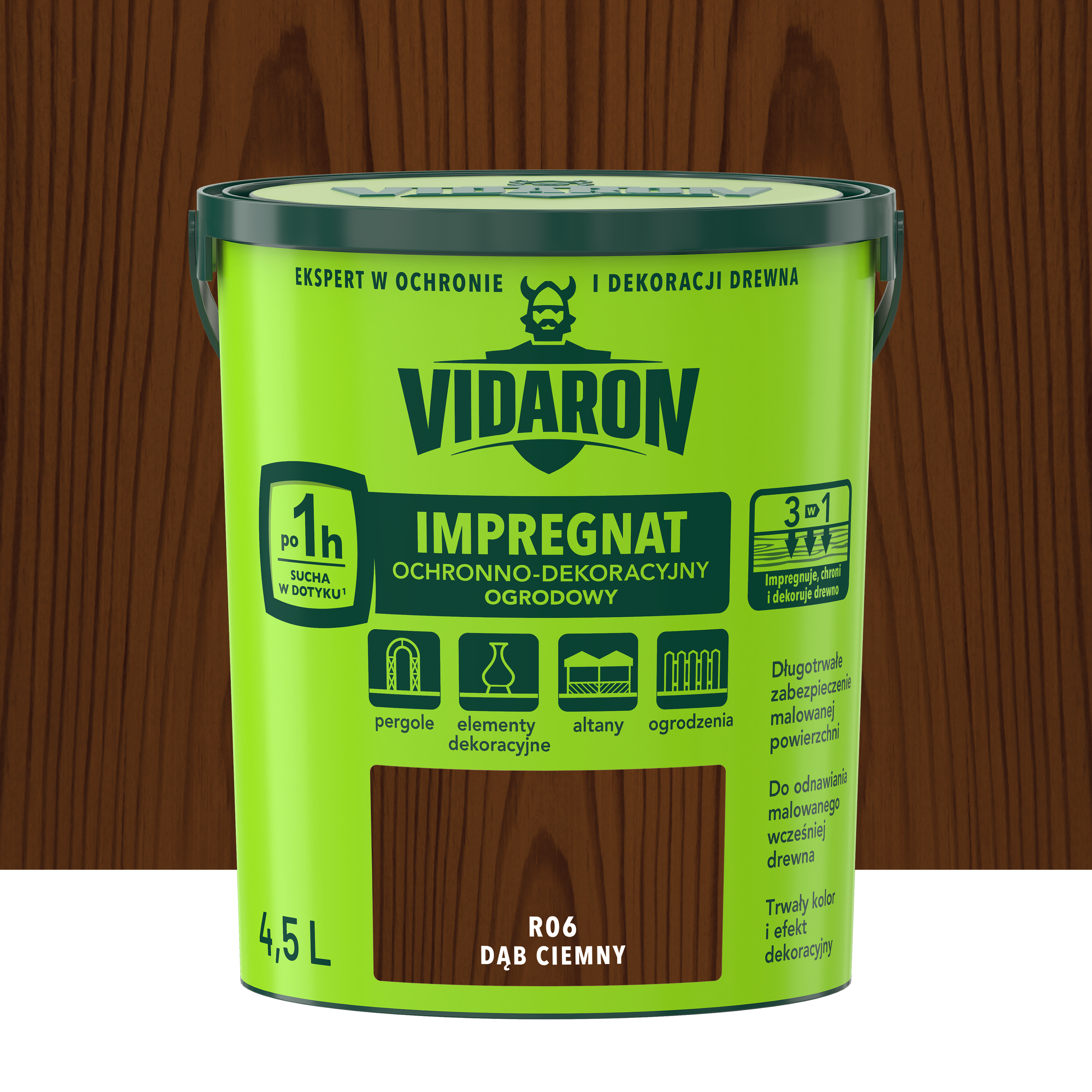 Impregnat do drewna ogrodowy 4.5 l Ciemny dąb Vidaron