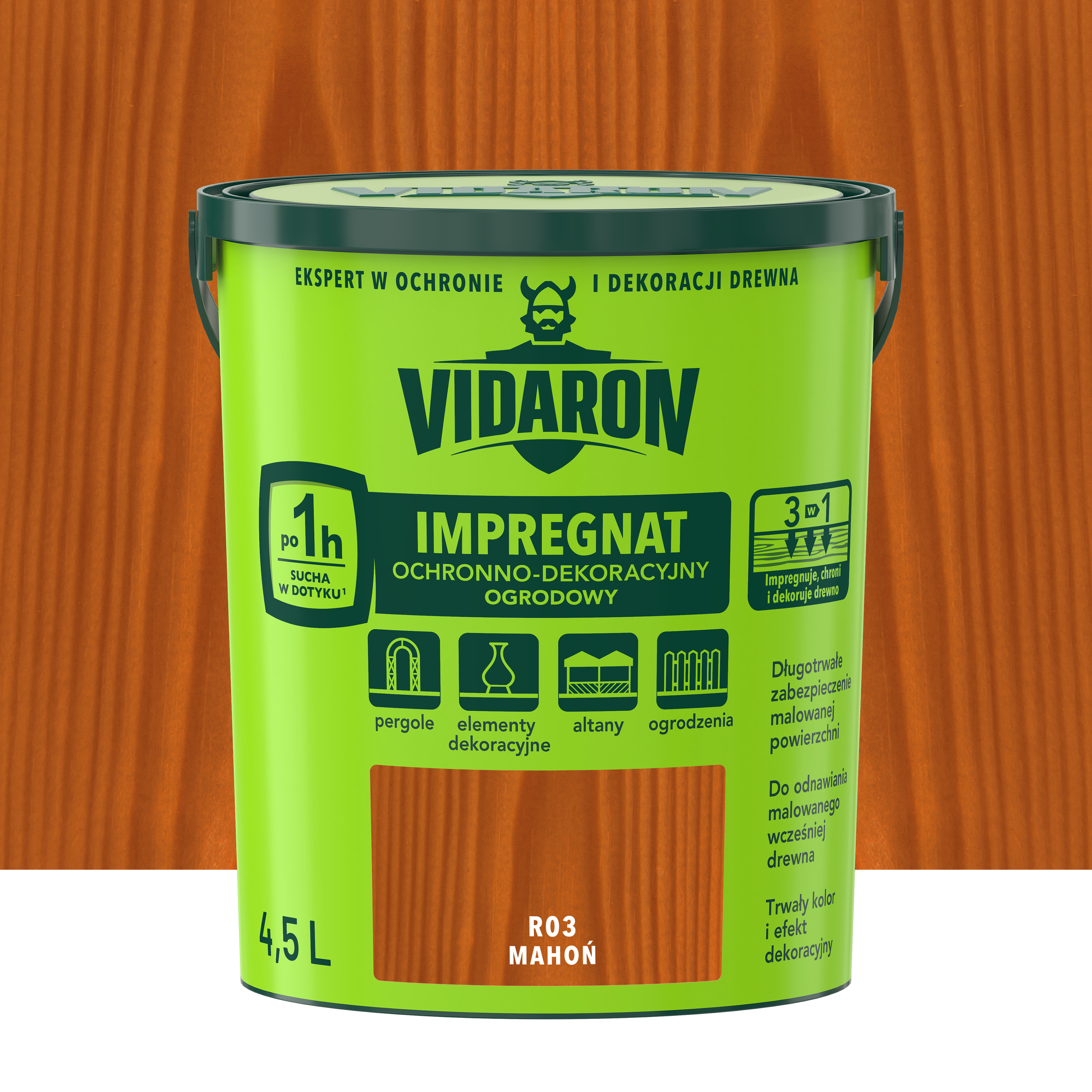 Impregnat do drewna ogrodowy 4.5 l Mahoń Vidaron