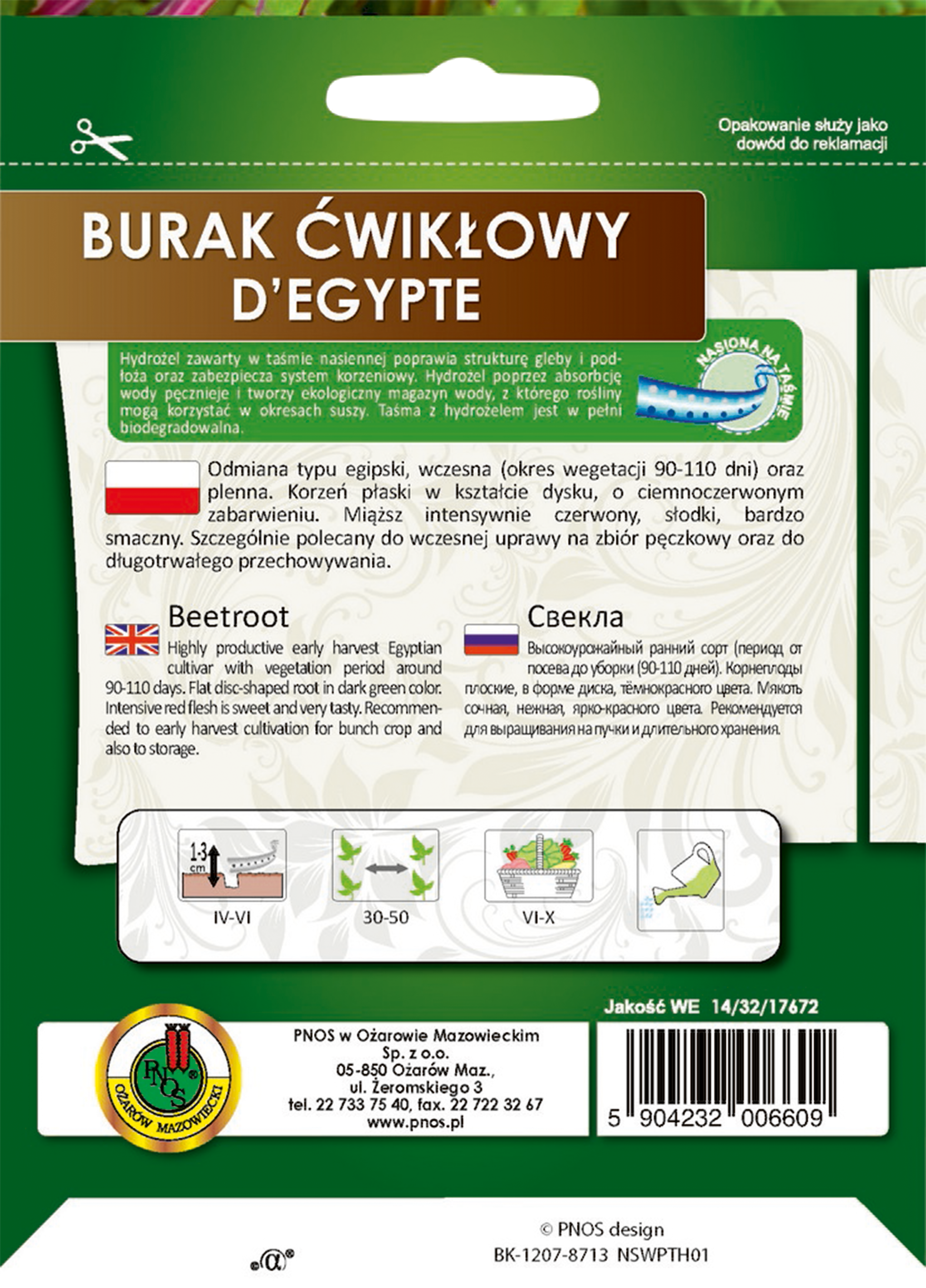 Burak ćwikłowy D`Egypte nasiona na taśmie 6 m Pnos - 2