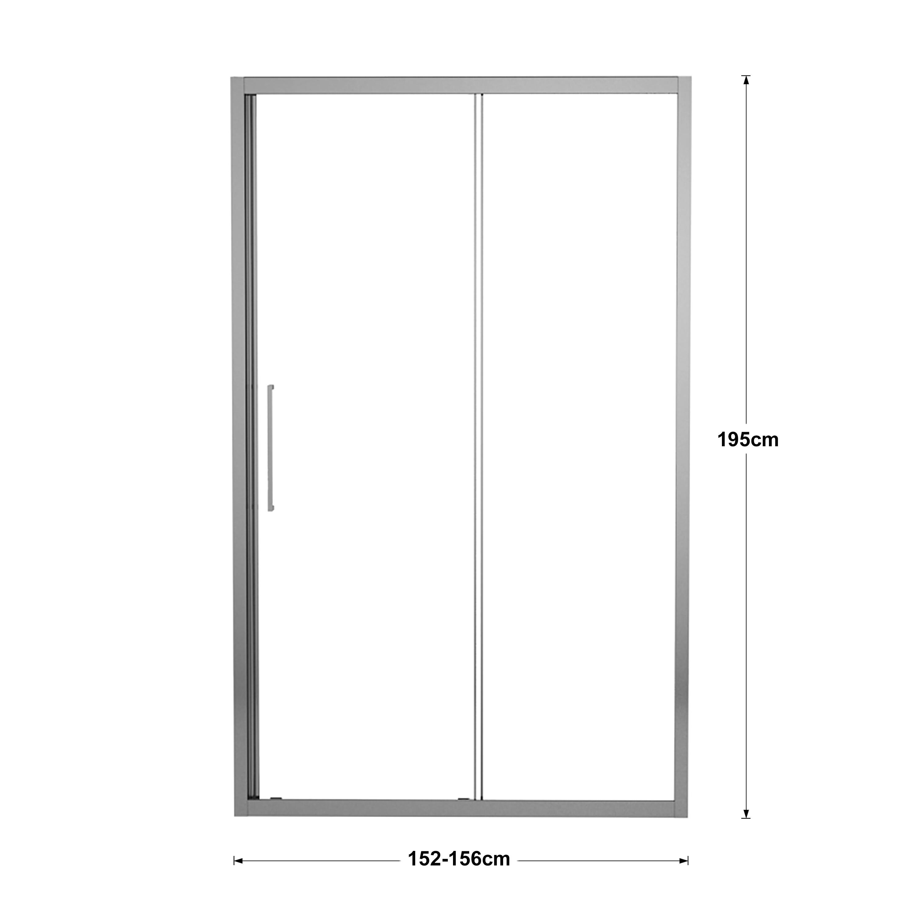 Porta doccia scorrevole L 152-156 cm x H 195 cm per nicchia in vetro trasparente SP. 6 mm, profilo lucido cromo, serie Record - 9