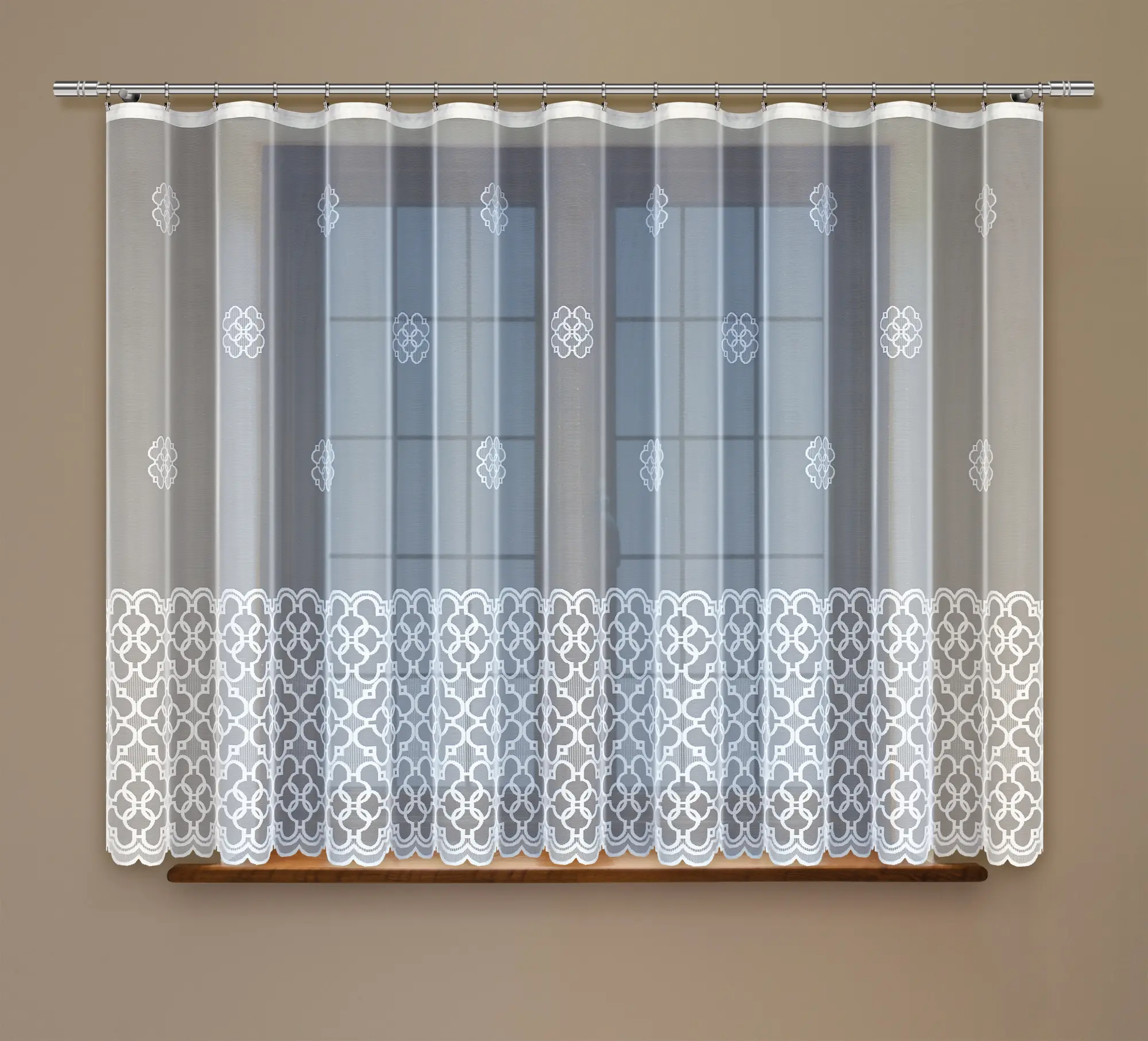 Firana dekoracyjna 160 x 300 cm biała na taśmie - 2