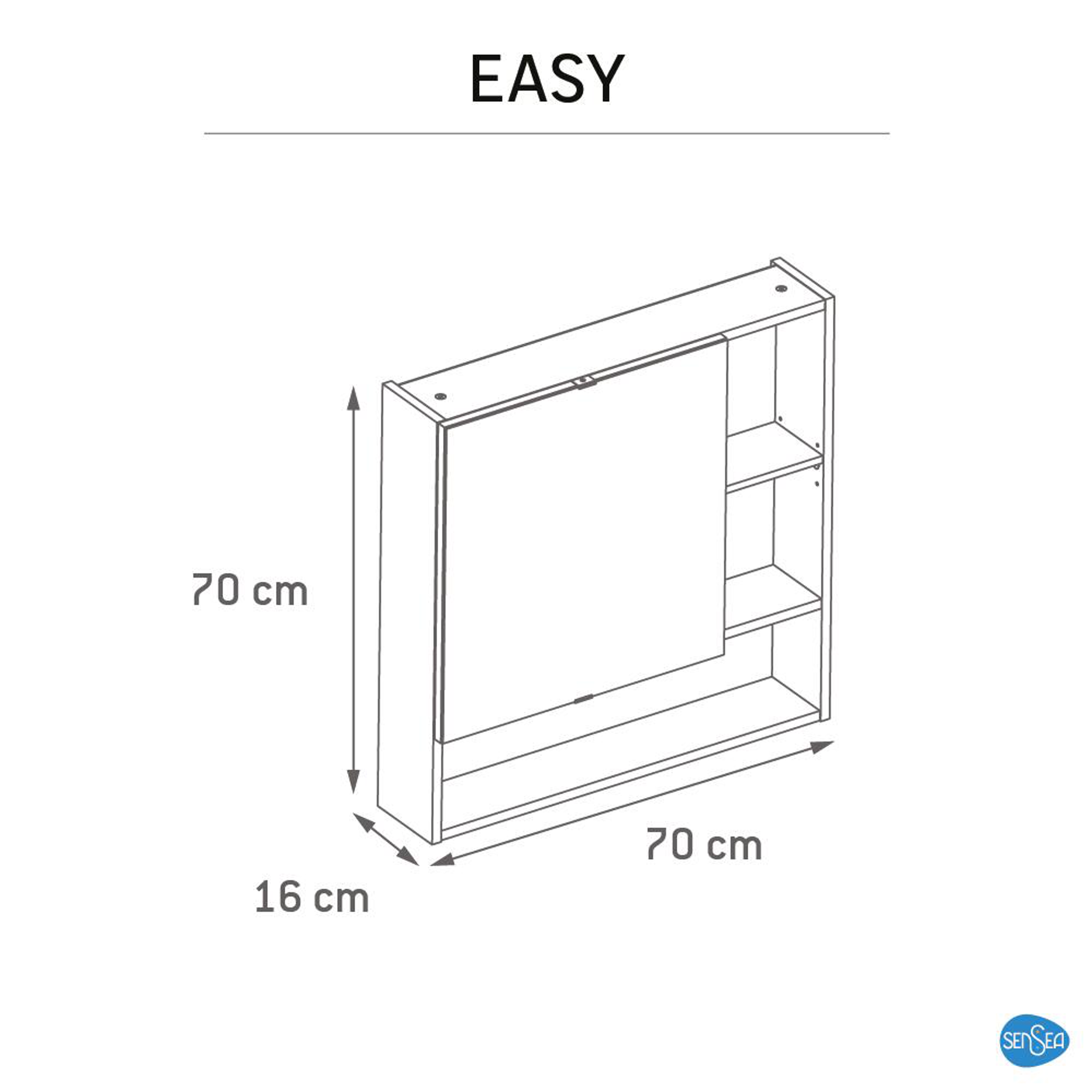 Szafka lustrzana bez oświetlenia Easy 70 x 70 Sensea - 6